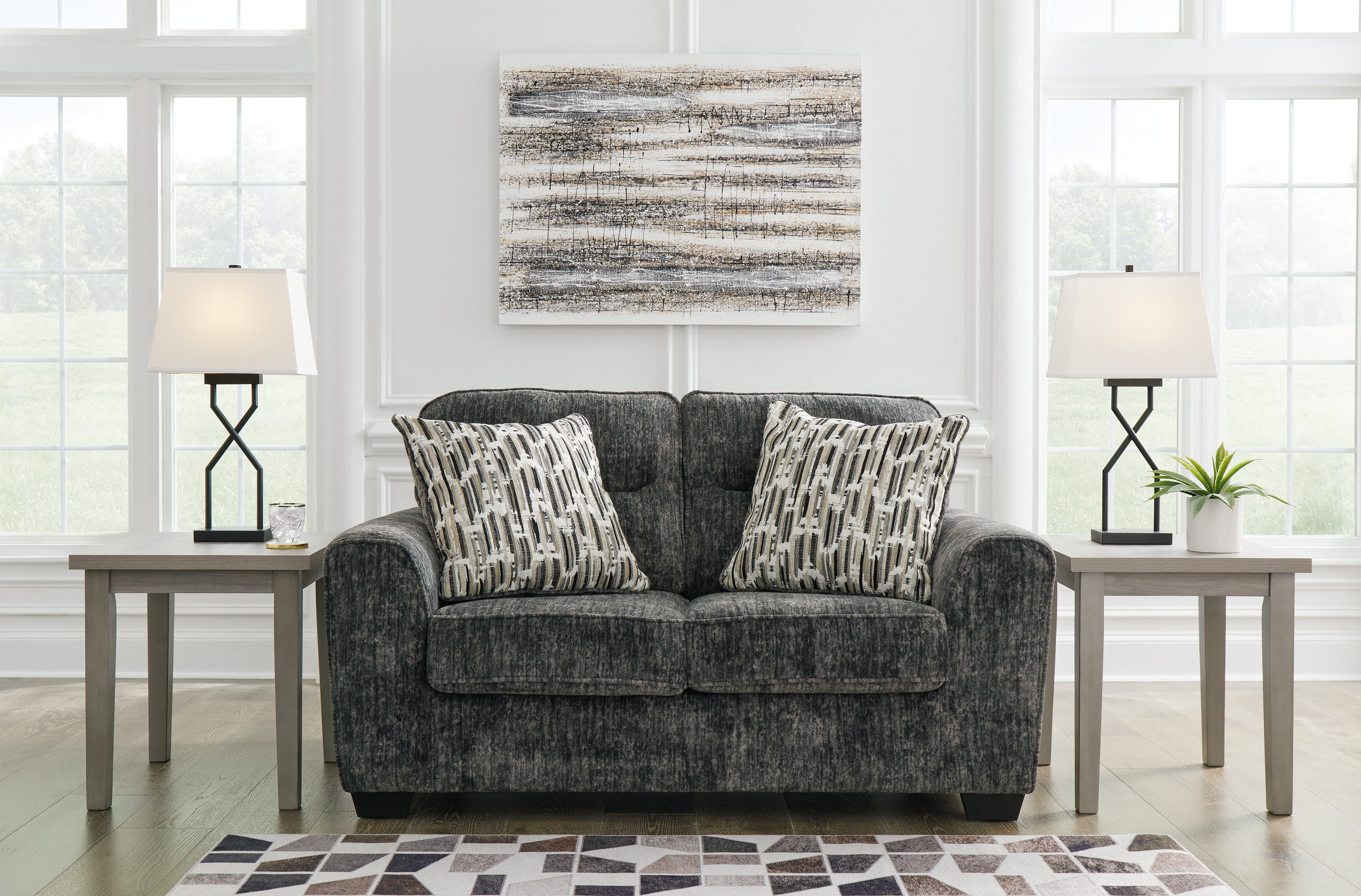 Tampa Furniture Outlet Lutz - Ashley Furniture - Lonoke Living Room - Loveseat / Gunmetal - 5050435
