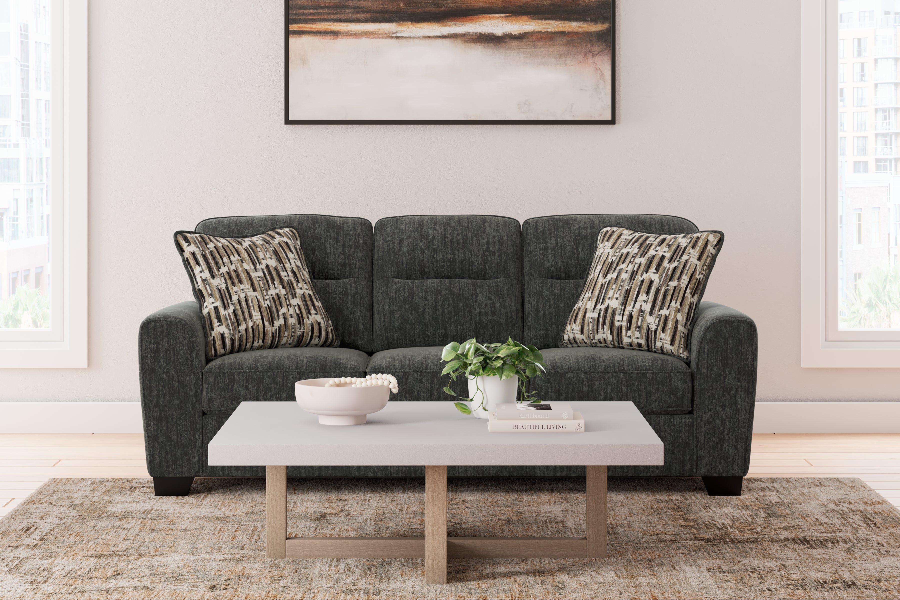 Tampa Furniture Outlet Lutz - Ashley Furniture - Lonoke Living Room - Sofa / Gunmetal - 5050438
