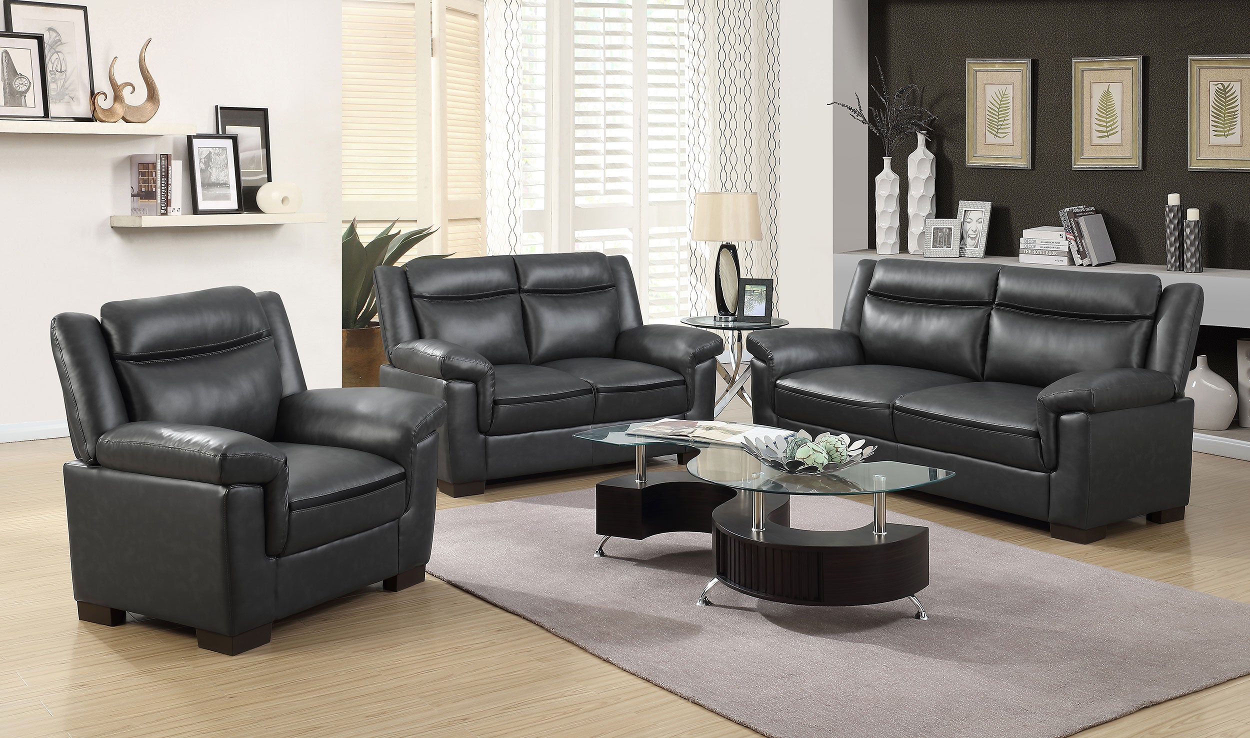 Tampa Furniture Outlet - Coaster - Arabella 3-piece Upholstered Padded Arm Sofa Set Grey - 506591-S3