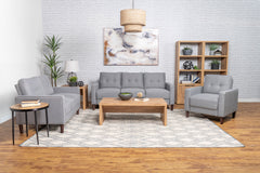 Tampa Furniture Outlet - Coaster - Bowen 3-piece Upholstered Track Arm Tufted Sofa Set Grey - 506781-S3