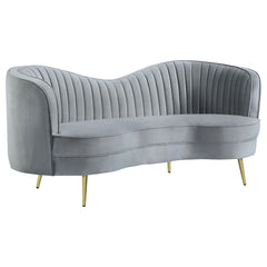 Tampa Furniture Outlet - Coaster - Sophia Upholstered Channel Tufted Loveseat Grey - 506865