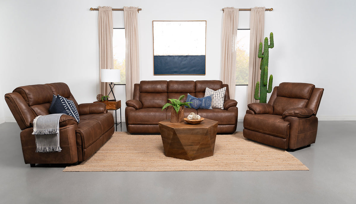 Tampa Furniture Outlet - Coaster - Ellington 3-piece Upholstered Padded Arm Sofa Set Dark Brown - 508281-S3
