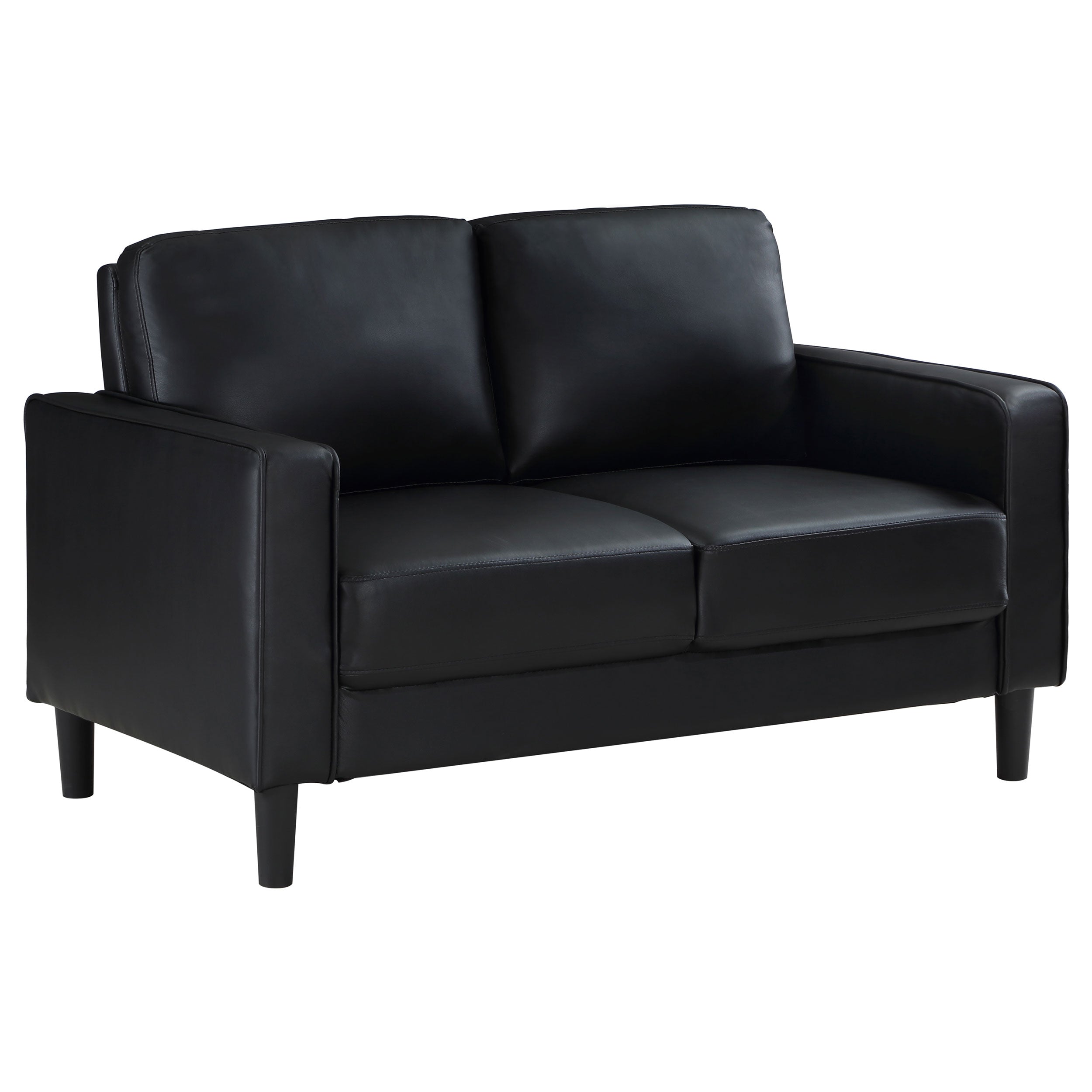 Tampa Furniture Outlet - Coaster - Ruth Upholstered Track Arm Loveseat Black - 508362