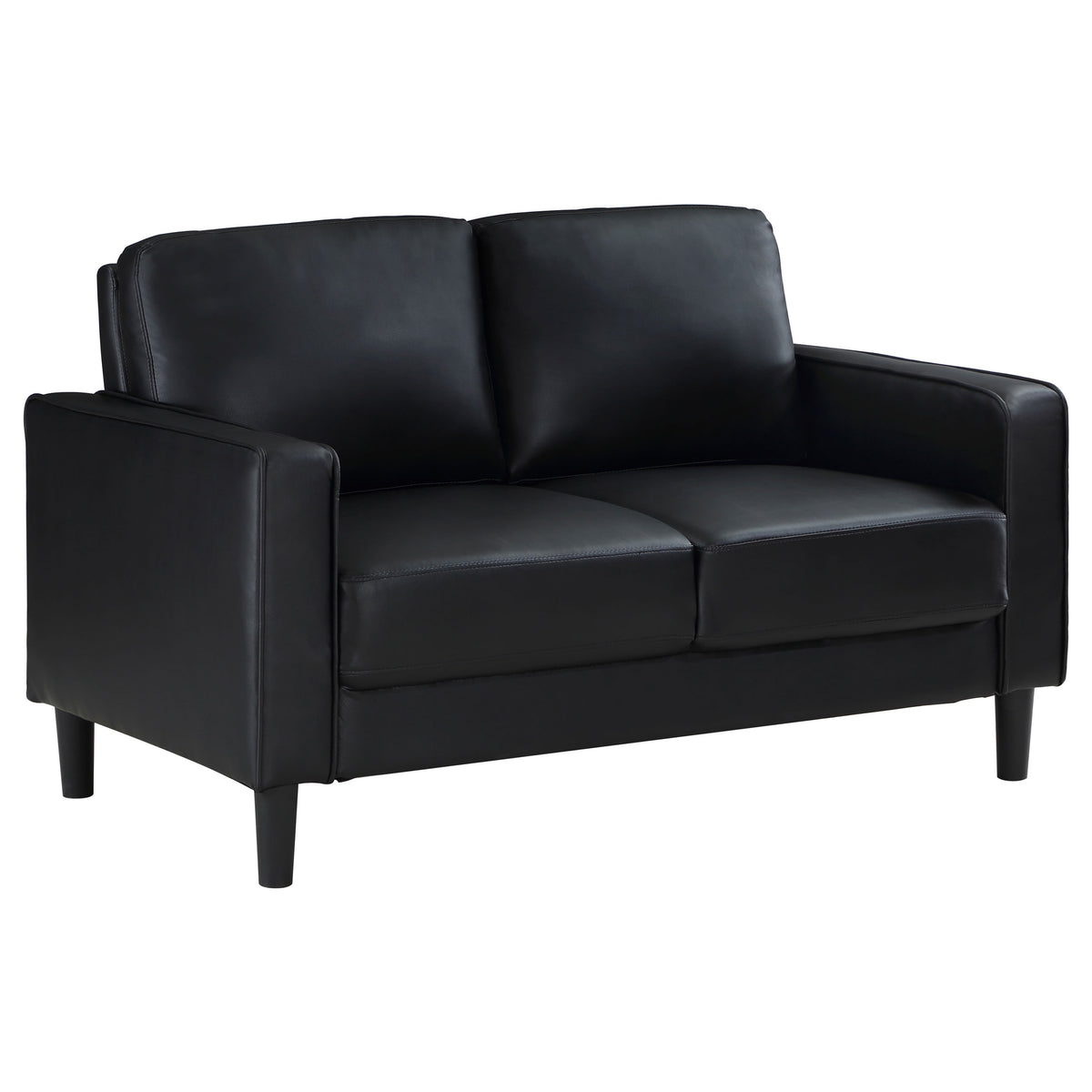 Tampa Furniture Outlet - Coaster - Ruth Upholstered Track Arm Loveseat Black - 508362