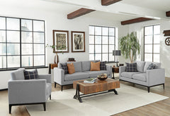 Tampa Furniture Outlet - Coaster - Apperson 3-piece Upholstered Track Arm Sofa Set Light Grey - 508681-S3