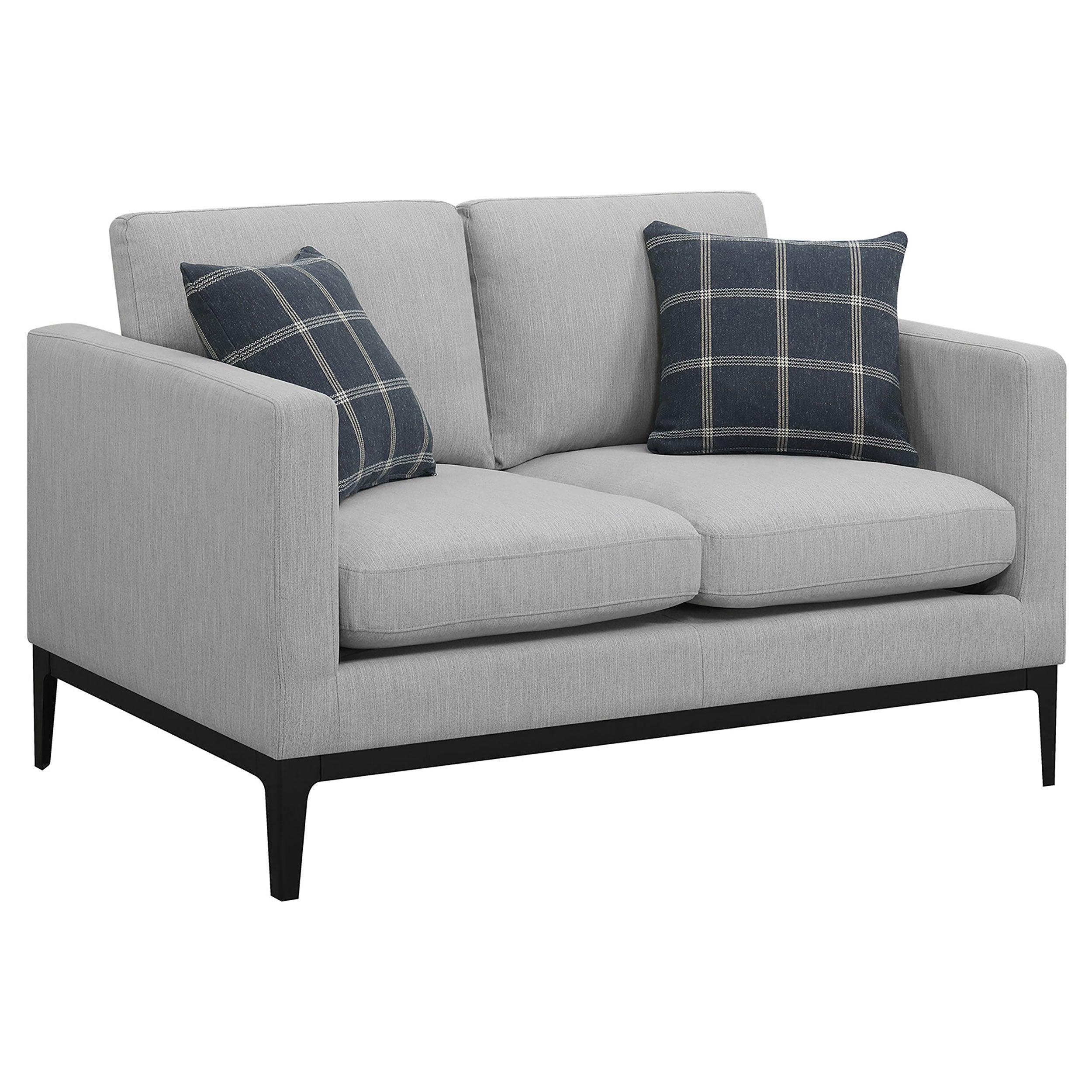 Tampa Furniture Outlet - Coaster - Apperson Upholstered Track Arm Loveseat Light Grey - 508682