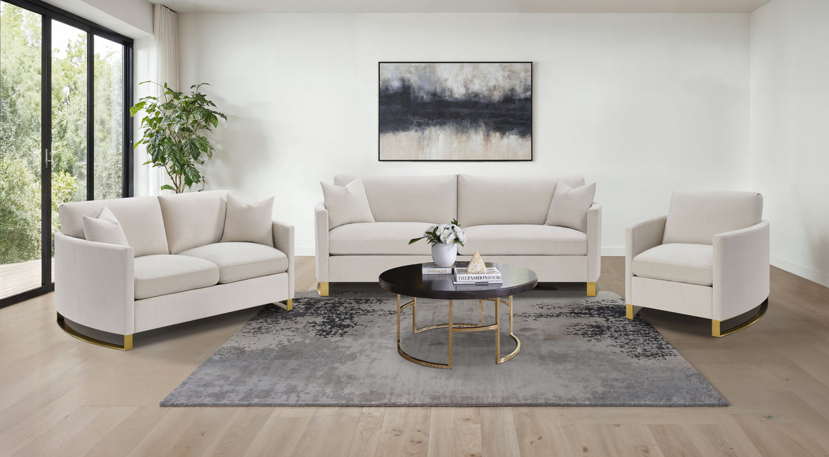 Tampa Furniture Outlet - Coaster - Corliss 3-piece Upholstered Arched Arm Sofa Set Beige - 508821-S3