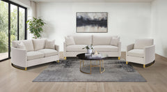 Tampa Furniture Outlet - Coaster - Corliss 3-piece Upholstered Arched Arm Sofa Set Beige - 508821-S3