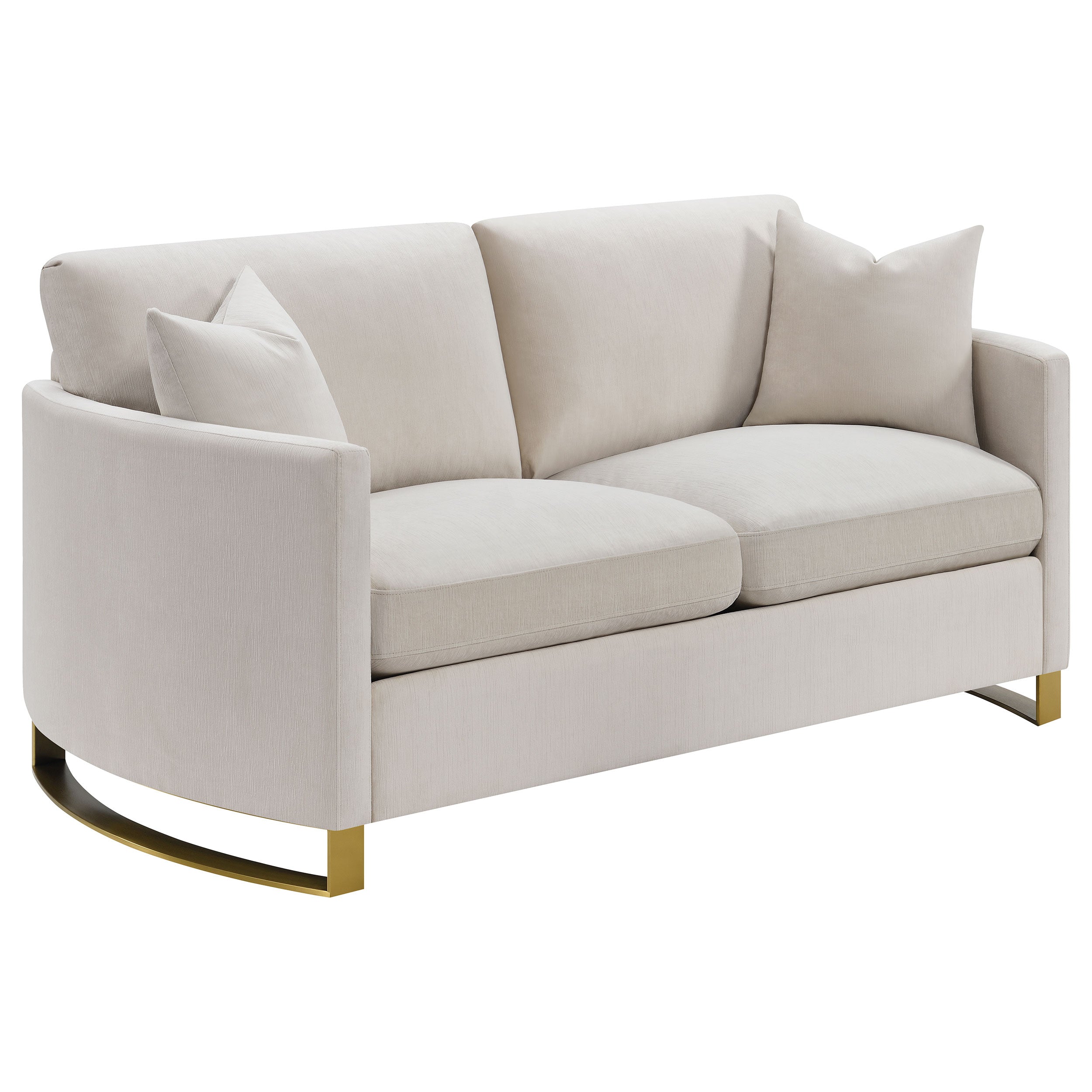 Tampa Furniture Outlet - Coaster - Corliss Upholstered Curved Track Arm Loveseat Beige - 508822