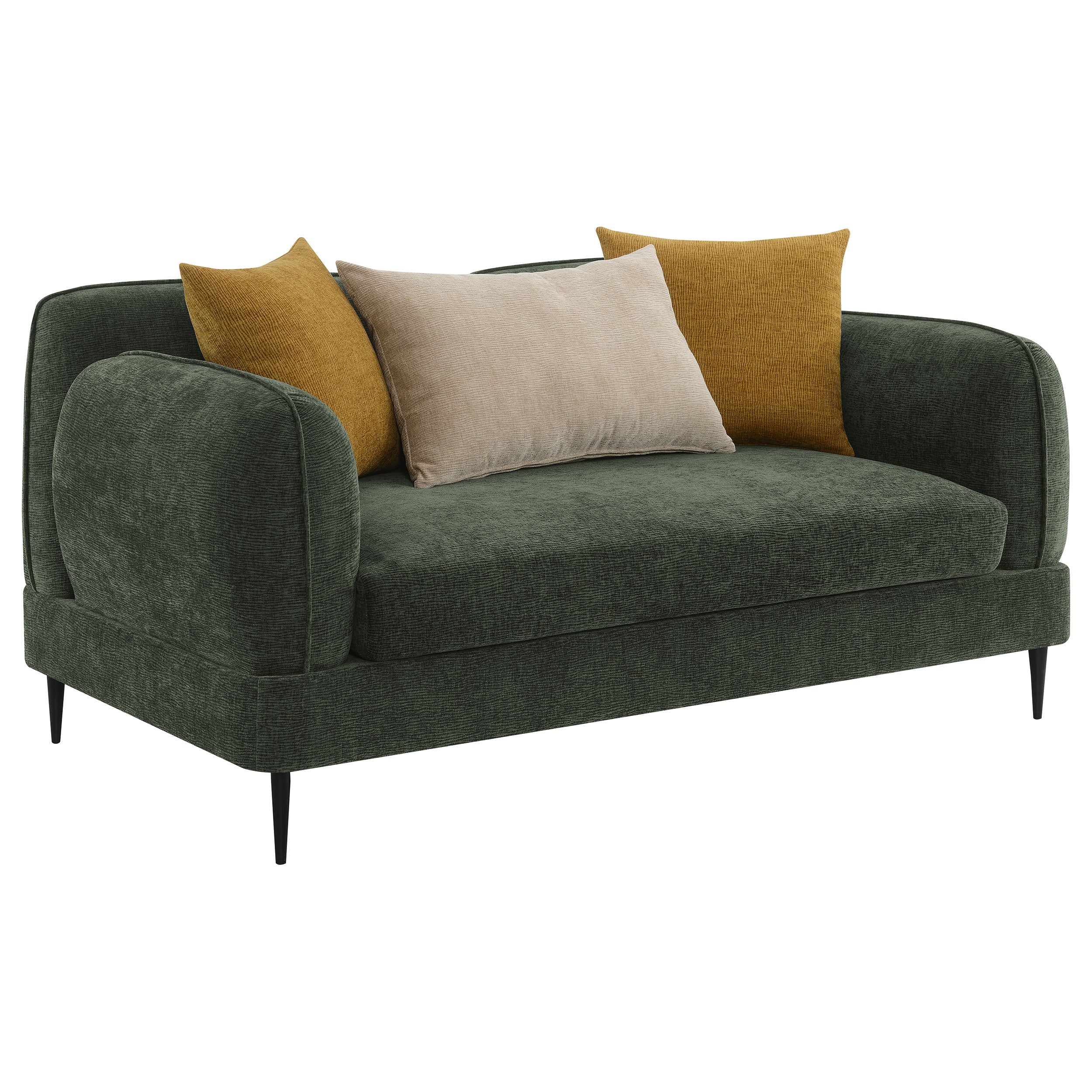 Tampa Furniture Outlet - Coaster - Jade Chenille Upholstered Modern Track Arm Loveseat Green - 509132