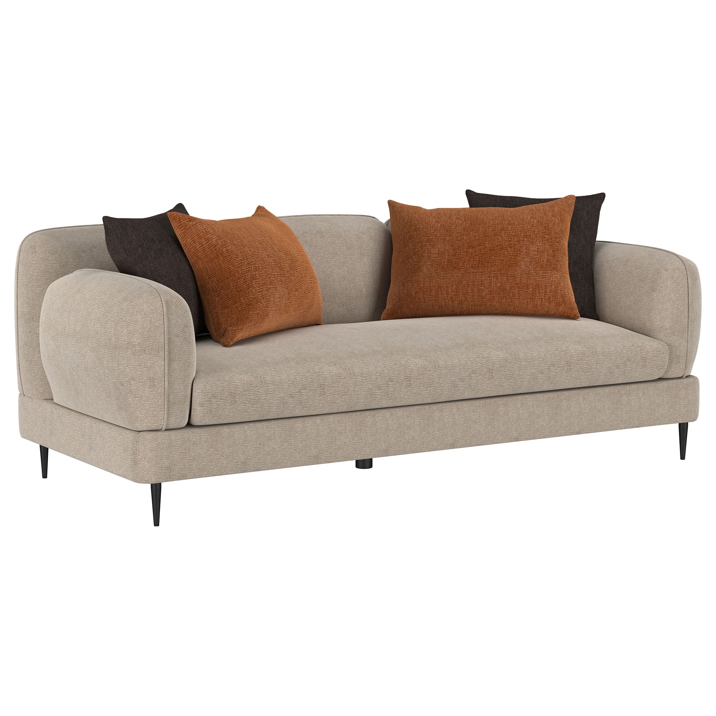 Tampa Furniture Outlet - Coaster - Jade Chenille Upholstered Sculpted Track Arm Sofa Latte - 509411