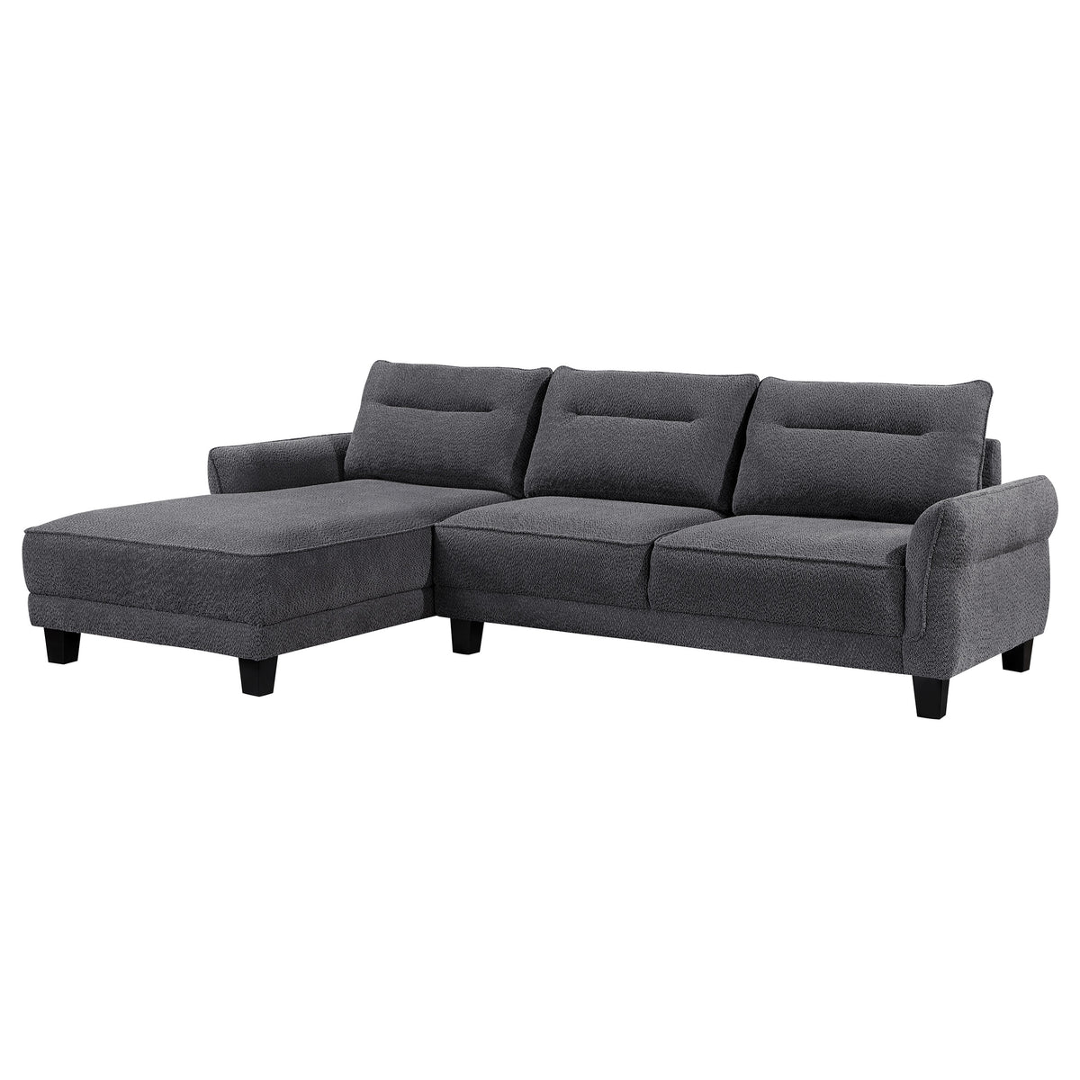Tampa Furniture Outlet - Coaster - Caspian Upholstered Curved Arm Chaise Sectional Sofa Grey - 509540