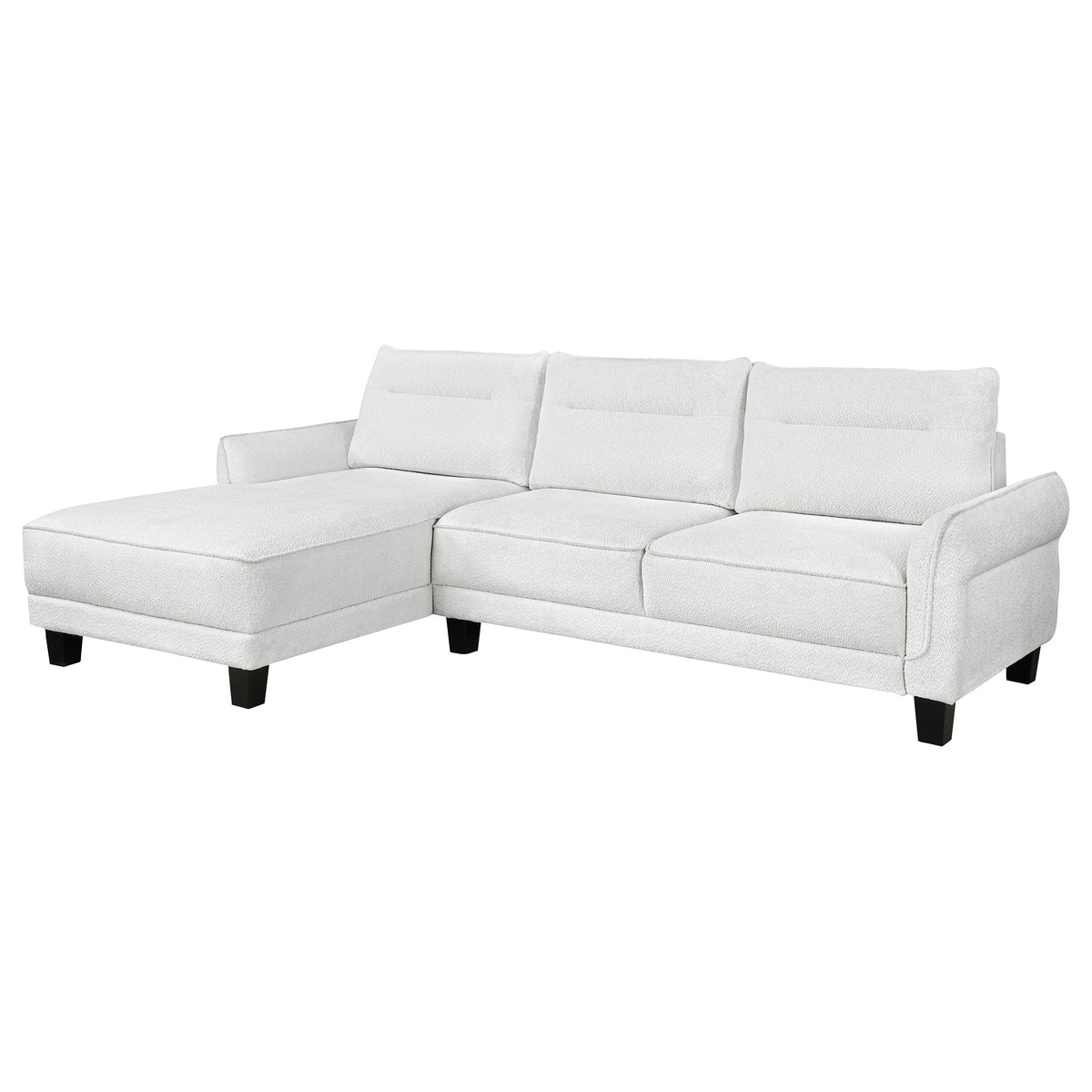 Tampa Furniture Outlet - Coaster - Caspian Upholstered Curved Arm Chaise Sectional Sofa White - 509550