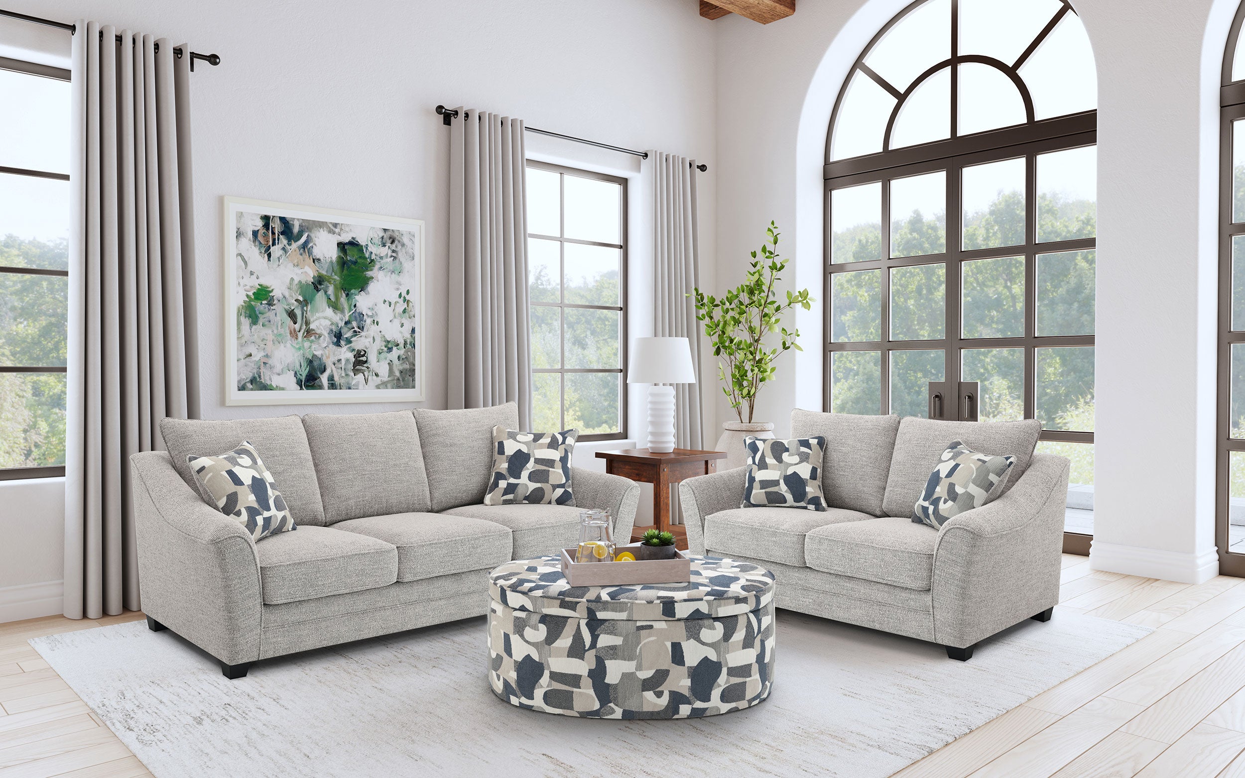 Tampa Furniture Outlet - Coaster - Tomkins 2-piece Boucle Upholstered Sofa Set Light Grey - 509671-S2
