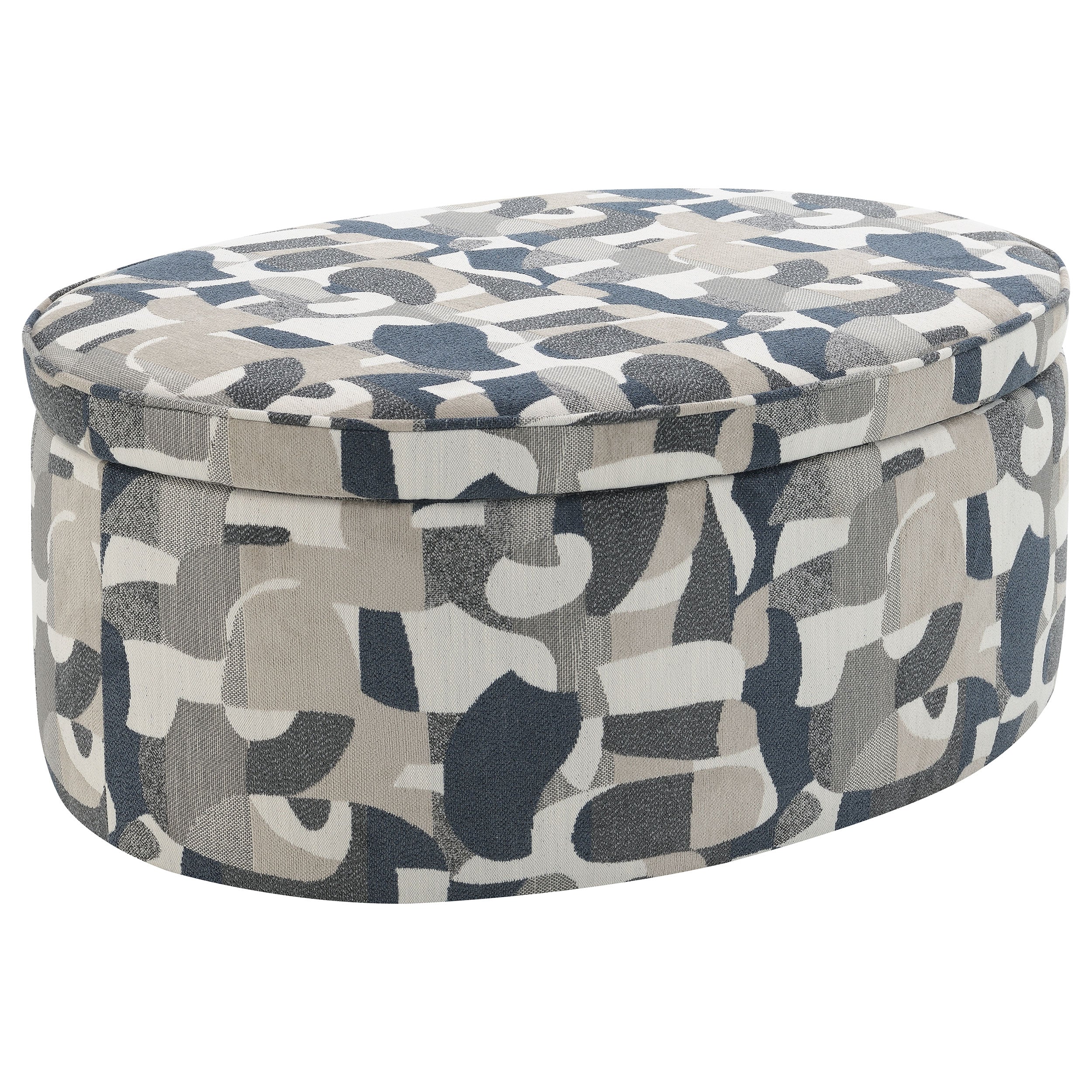 Tampa Furniture Outlet - Coaster - Tomkins Oval Upholstered Storage Ottoman Indigo Blue - 509674