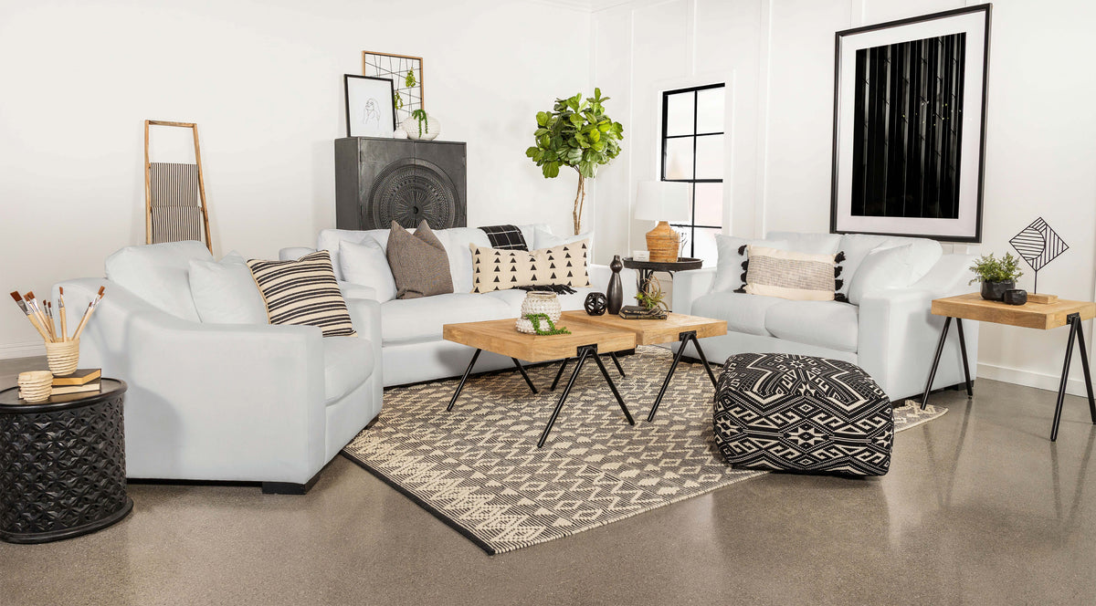 Tampa Furniture Outlet - Coaster - Ashlyn 3-piece Upholstered Sloped Arm Sofa Set White - 509891-S3