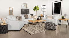Tampa Furniture Outlet - Coaster - Ashlyn 3-piece Upholstered Sloped Arm Sofa Set White - 509891-S3