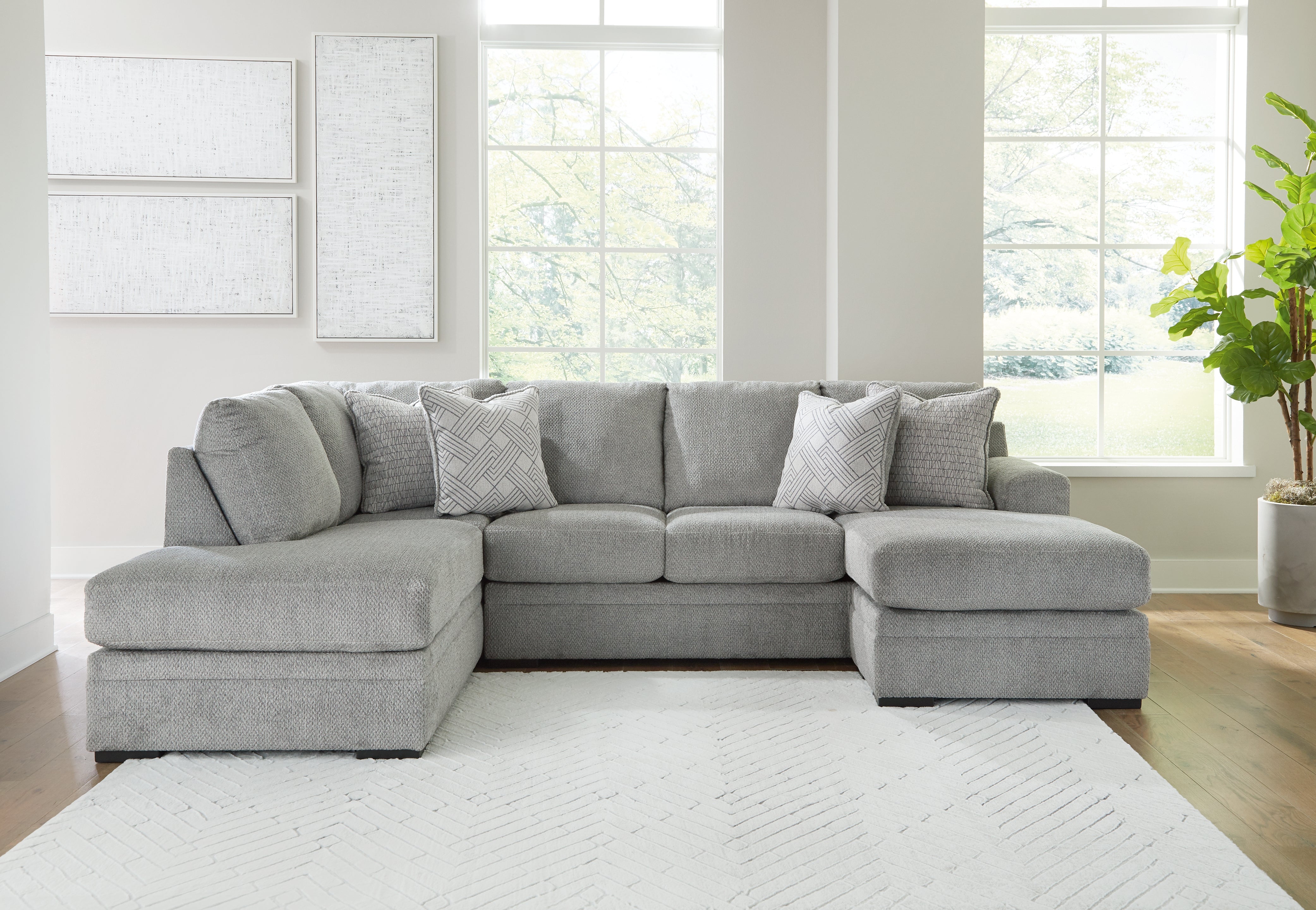 Tampa Furniture Outlet Lutz - Ashley Furniture - Casselbury Sectional - RAF 2-Piece Sectional with Chaise / Cement - 52906S2