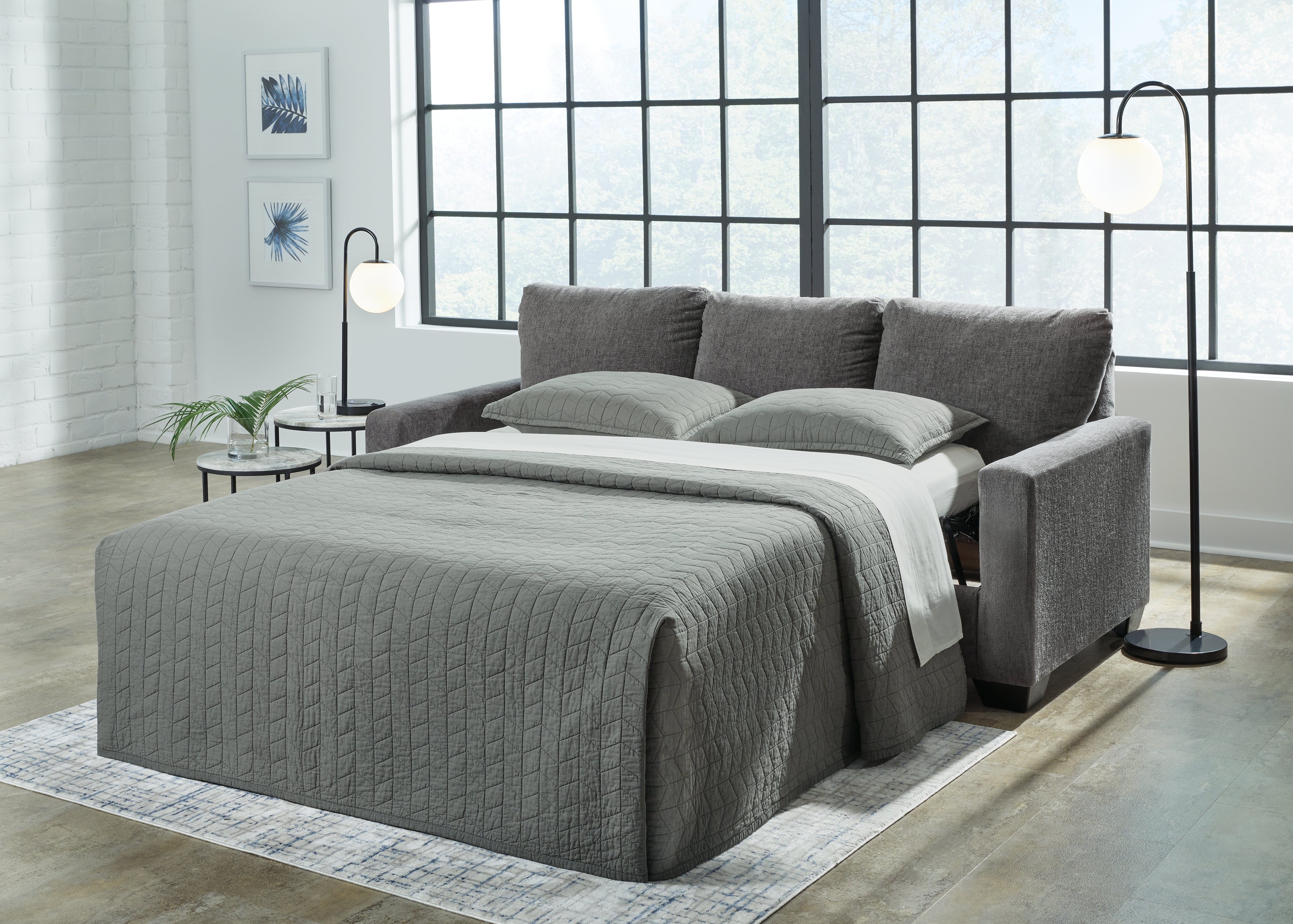 Tampa Furniture Outlet Lutz - Ashley Furniture - Rannis Living Room - Queen Sofa Sleeper / Pewter - 5360239