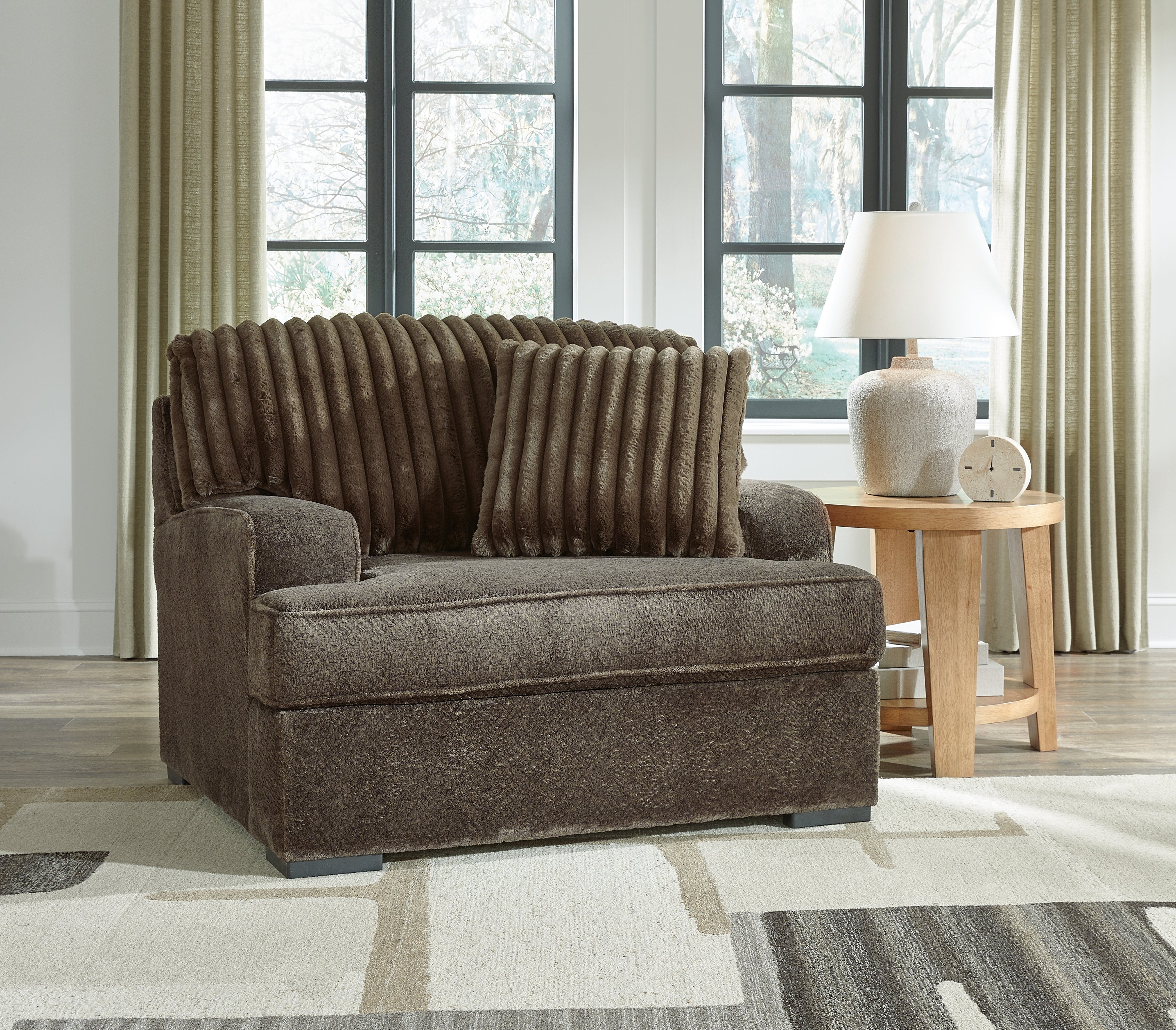 Tampa Furniture Outlet Lutz - Ashley Furniture - Aylesworth Living Room - Chair and a Half / Chocolate - 5370223