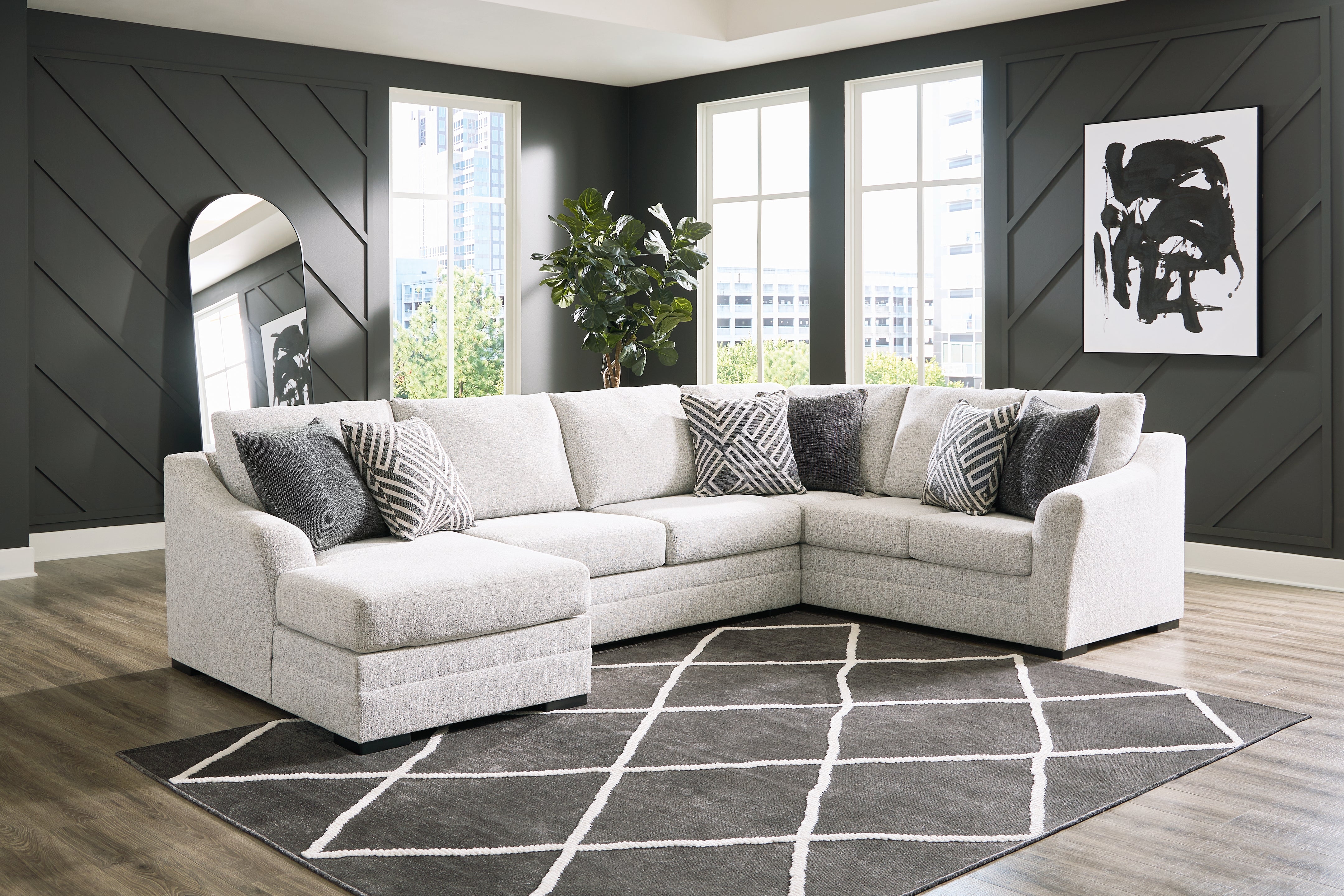 Tampa Furniture Outlet Lutz - Ashley Furniture - Koralynn Sectional - RAF 3-Piece Sectional with Chaise / Stone - 54102S1
