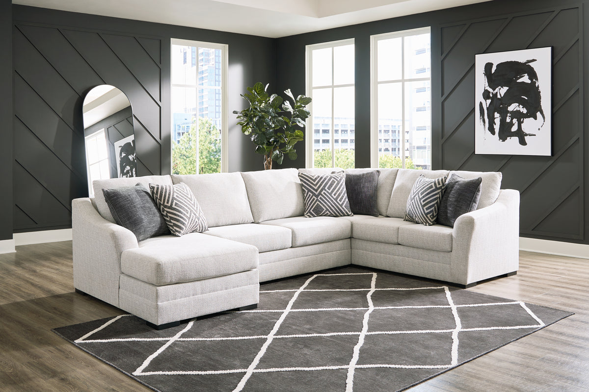 Tampa Furniture Outlet Lutz - Ashley Furniture - Koralynn Sectional - RAF 3-Piece Sectional with Chaise / Stone - 54102S1