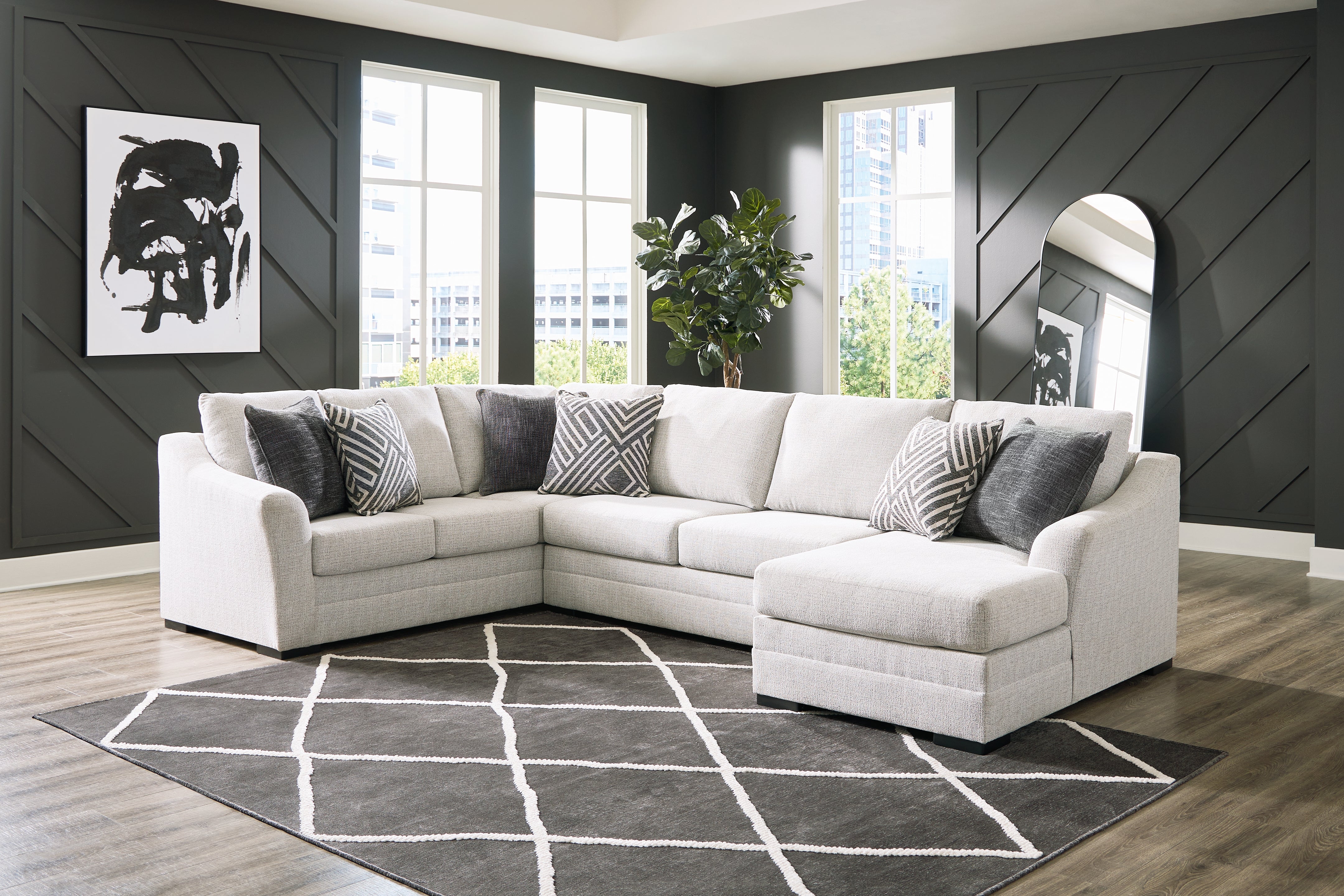 Tampa Furniture Outlet Lutz - Ashley Furniture - Koralynn Sectional - LAF 3-Piece Sectional with Chaise / Stone - 54102S2
