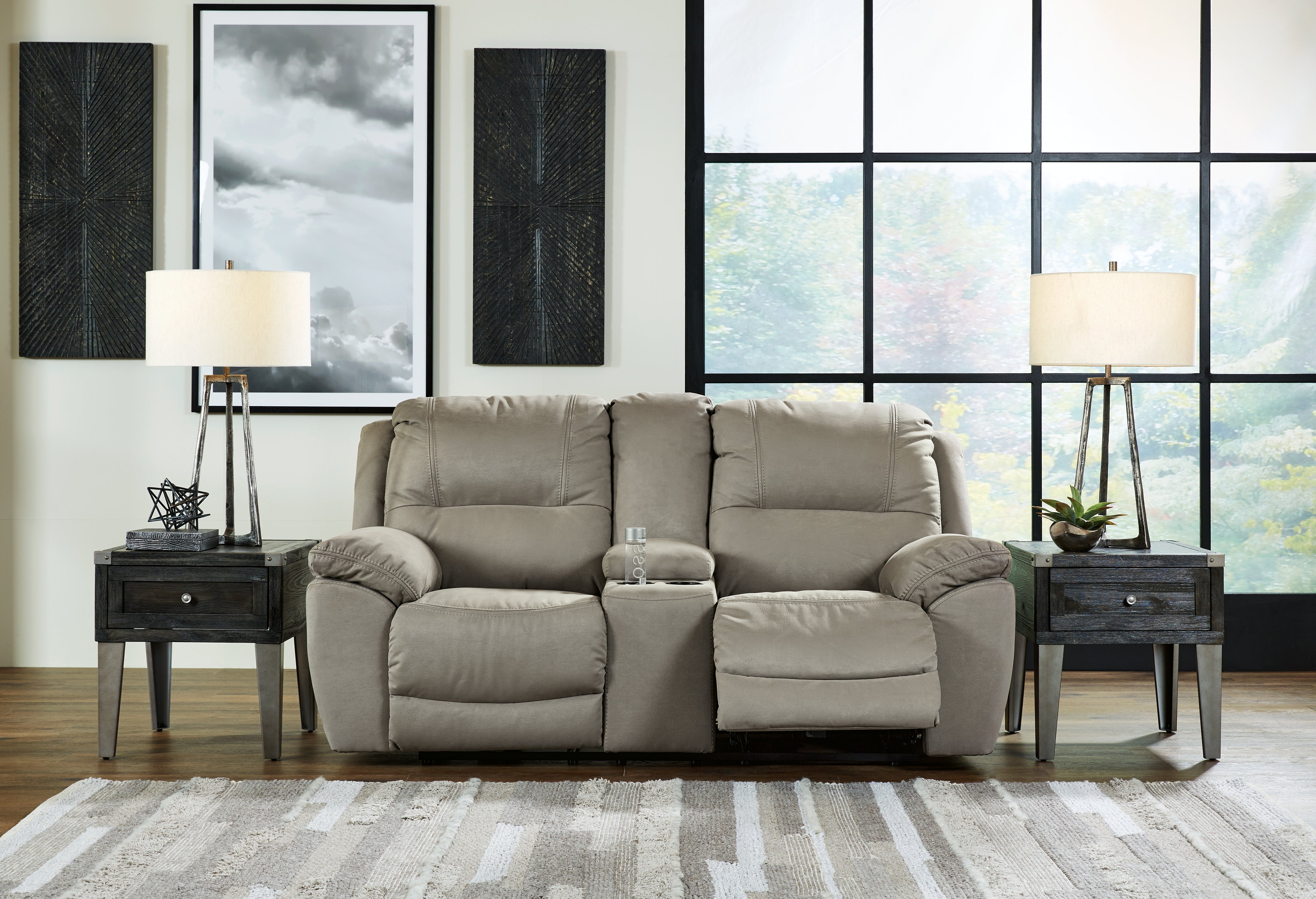 Tampa Furniture Outlet Lutz - Ashley Furniture - Next-Gen Gaucho Living Room - DBL REC PWR Loveseat w/Console / Putty - 5420396