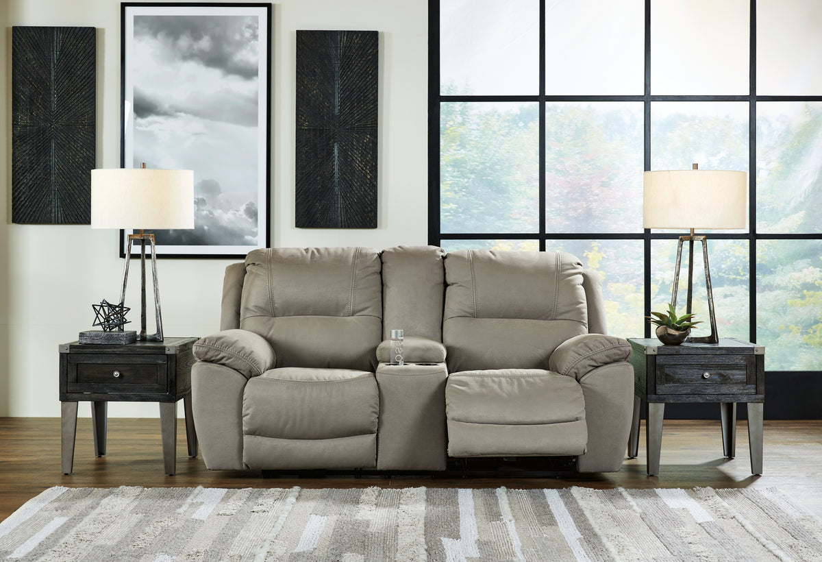 Tampa Furniture Outlet Lutz - Ashley Furniture - Next-Gen Gaucho Living Room - DBL REC PWR Loveseat w/Console / Putty - 5420396