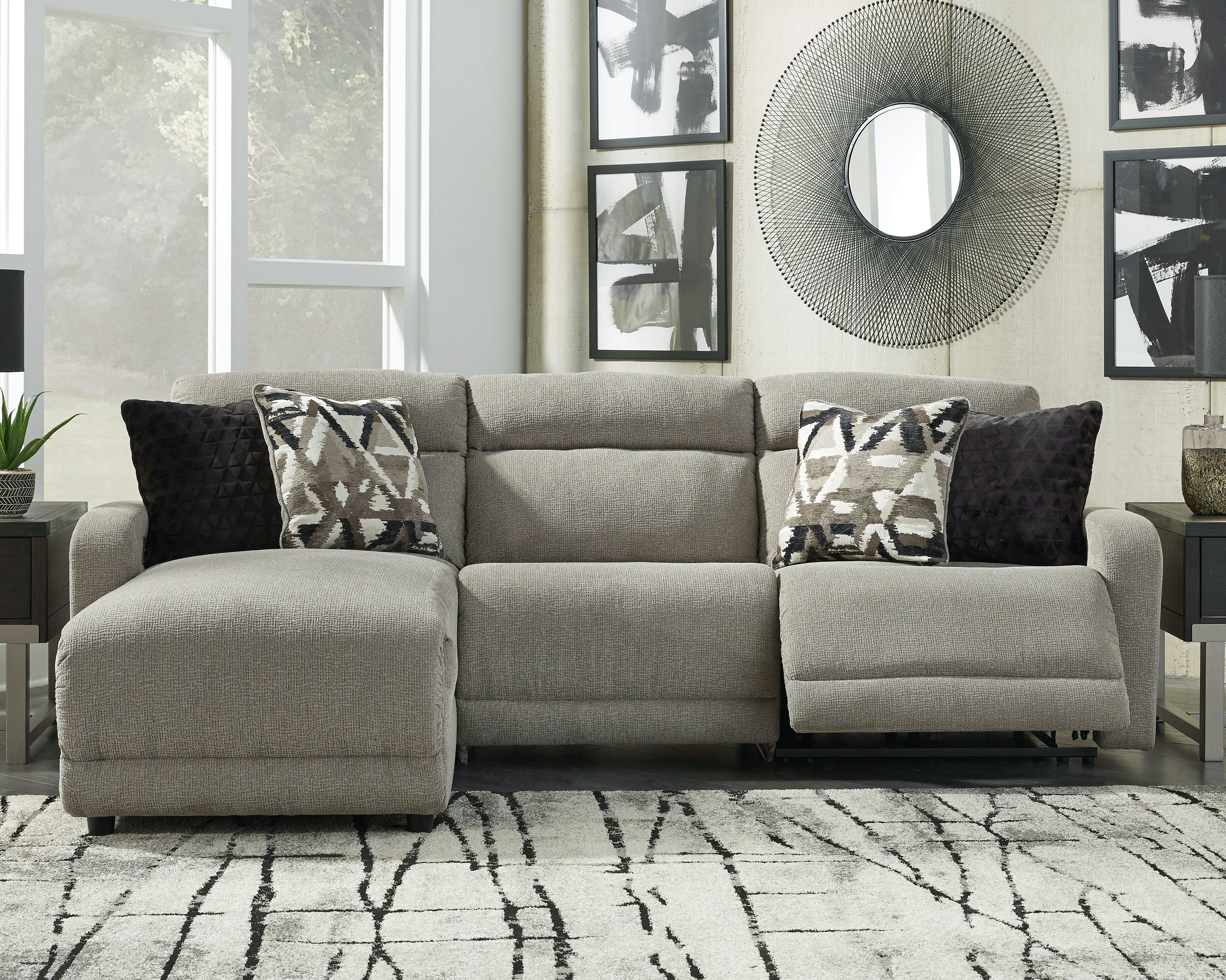 Tampa Furniture Outlet Lutz - Ashley Furniture - Colleyville Sectional - 3-Piece Power Reclining Sectional with Chaise / Stone - 54405S4