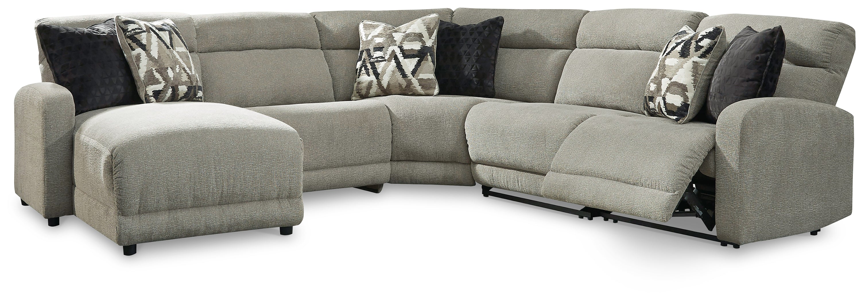 Tampa Furniture Outlet Lutz - Ashley Furniture - Colleyville Sectional - 5-Piece Power Reclining Sectional with Chaise / Stone - 54405S11