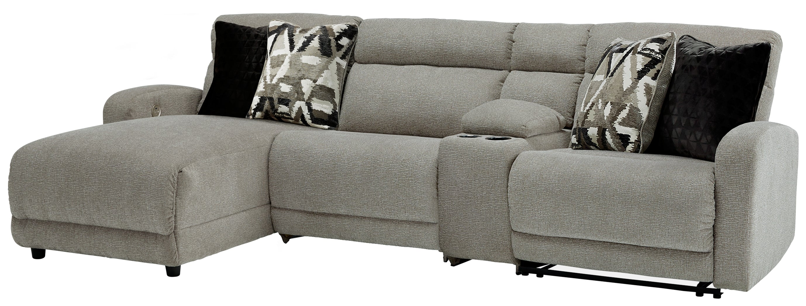 Tampa Furniture Outlet Lutz - Ashley Furniture - Colleyville Sectional - 4-Piece Power Reclining Sectional with Chaise / Stone - 54405S5