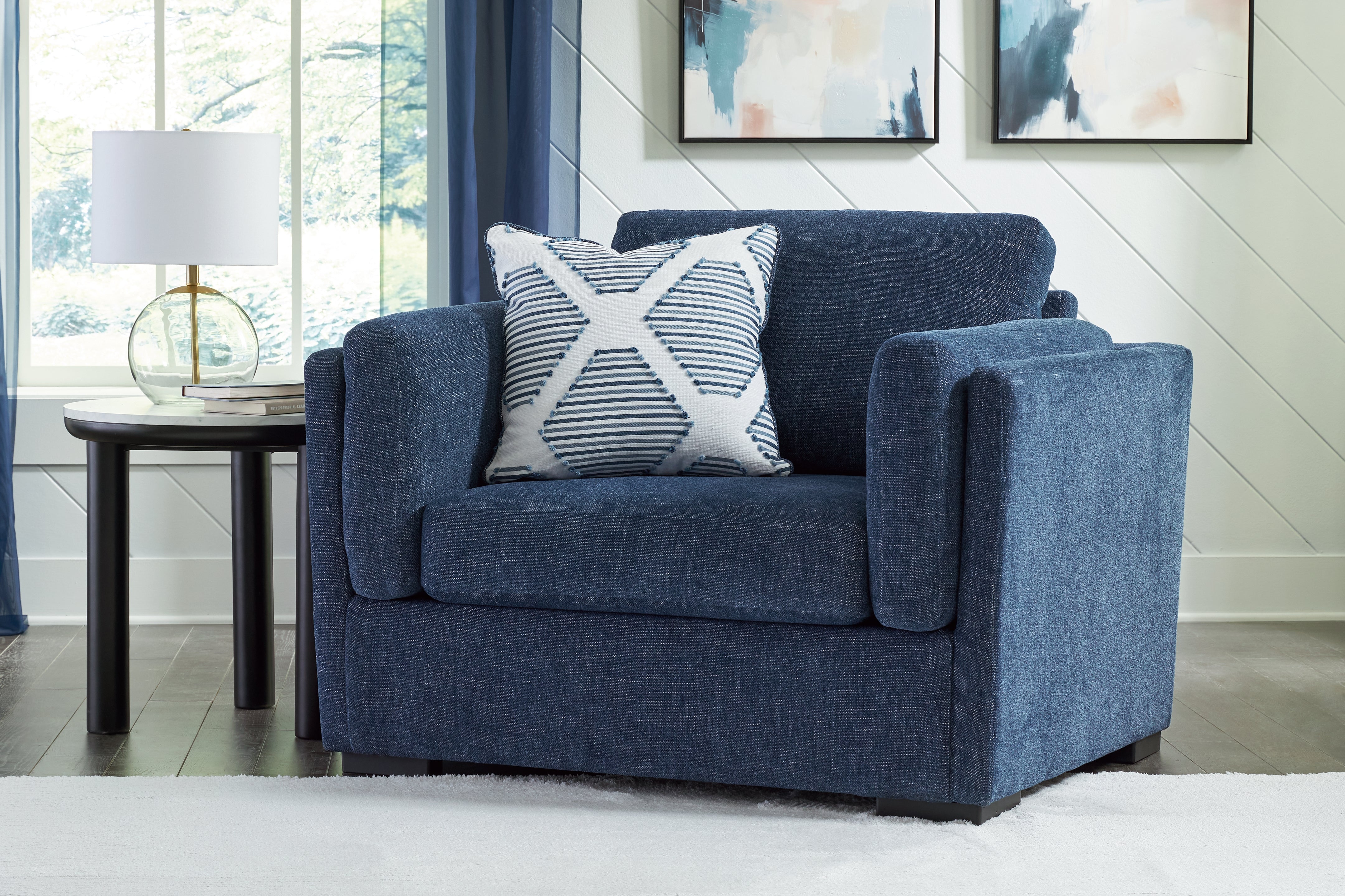 Tampa Furniture Outlet Lutz - Ashley Furniture - Evansley Living Room - Chair and a Half / Navy - 5450223
