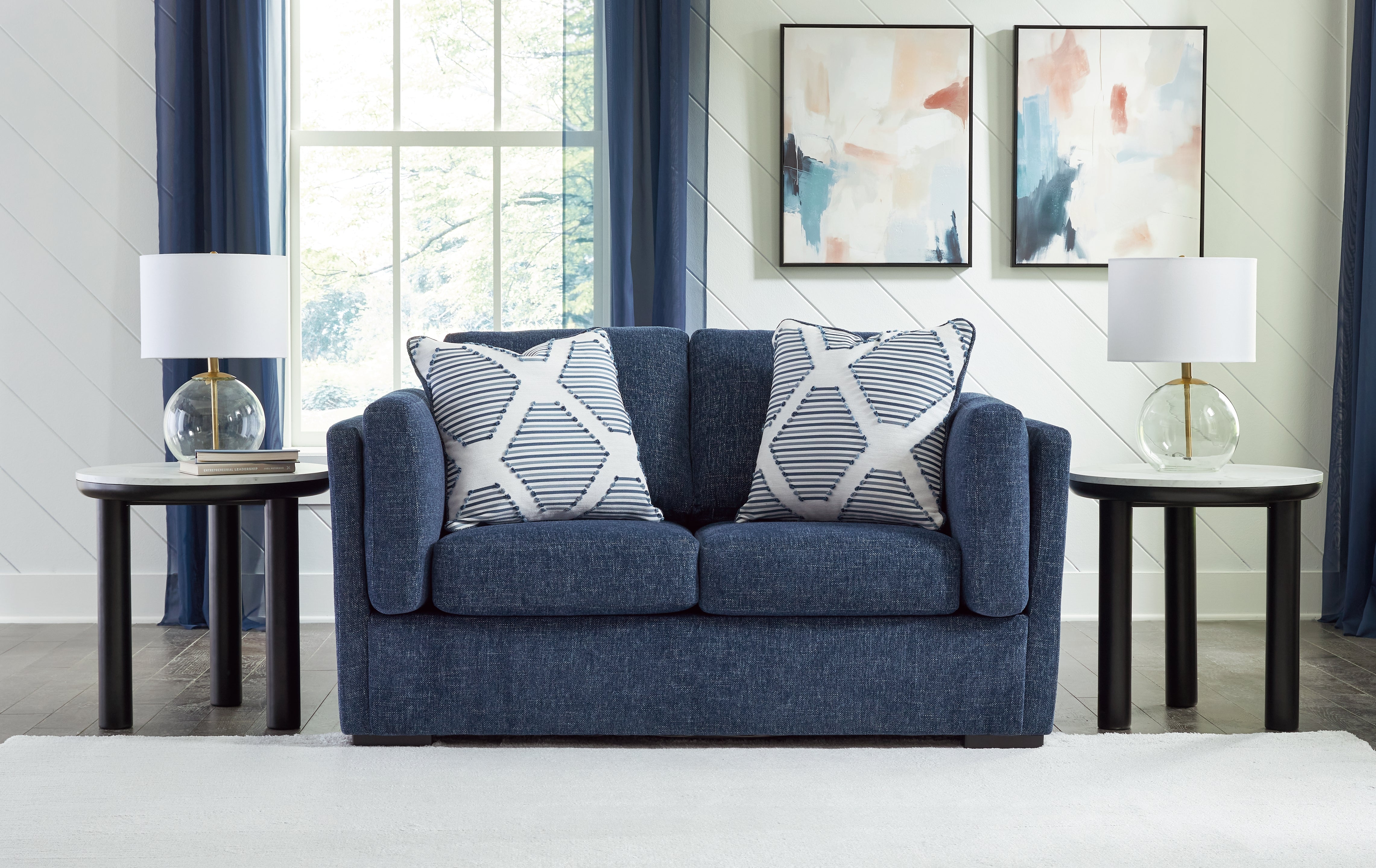 Tampa Furniture Outlet Lutz - Ashley Furniture - Evansley Living Room - Loveseat / Navy - 5450235