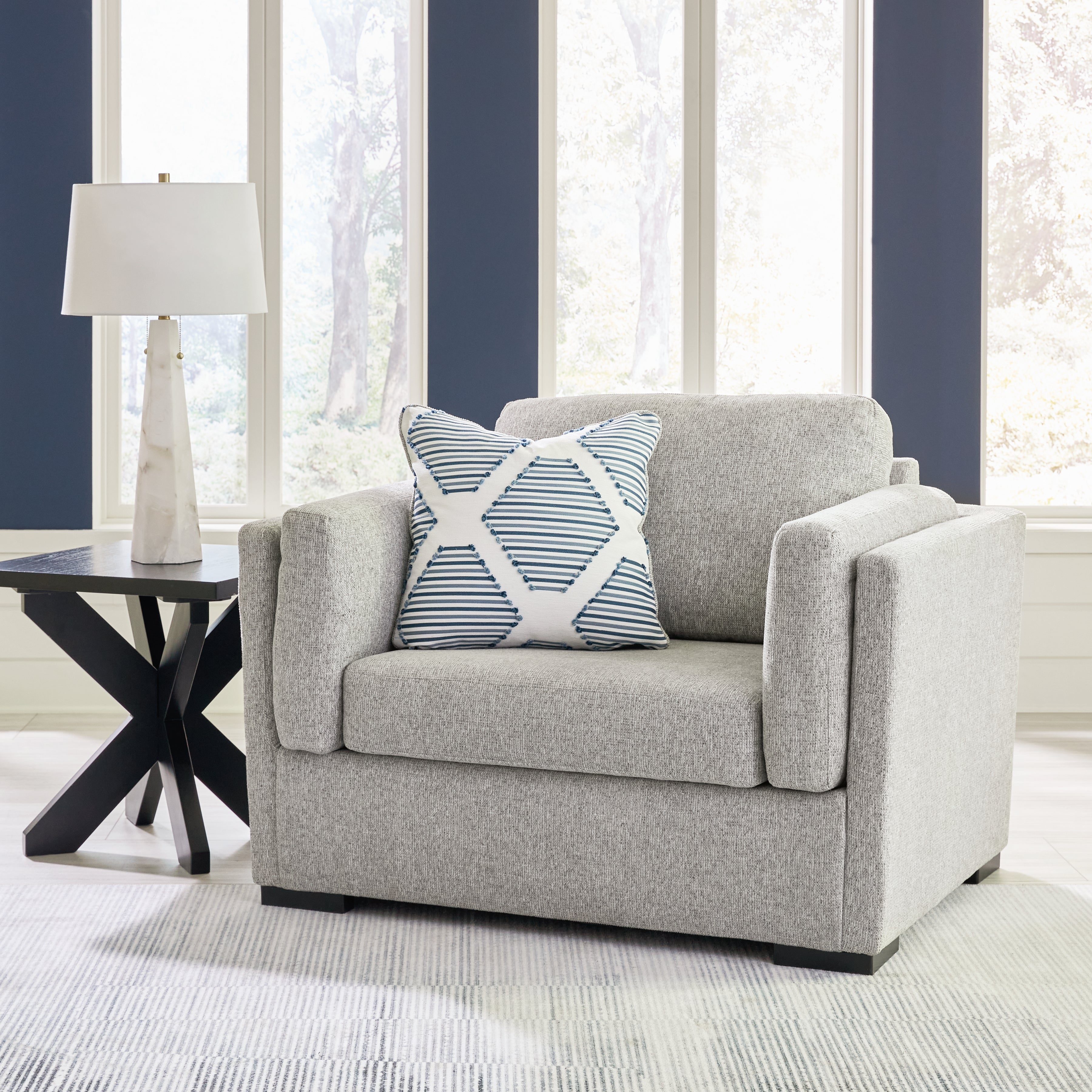 Tampa Furniture Outlet Lutz - Ashley Furniture - Evansley Living Room - Chair and a Half / Pewter - 5450323