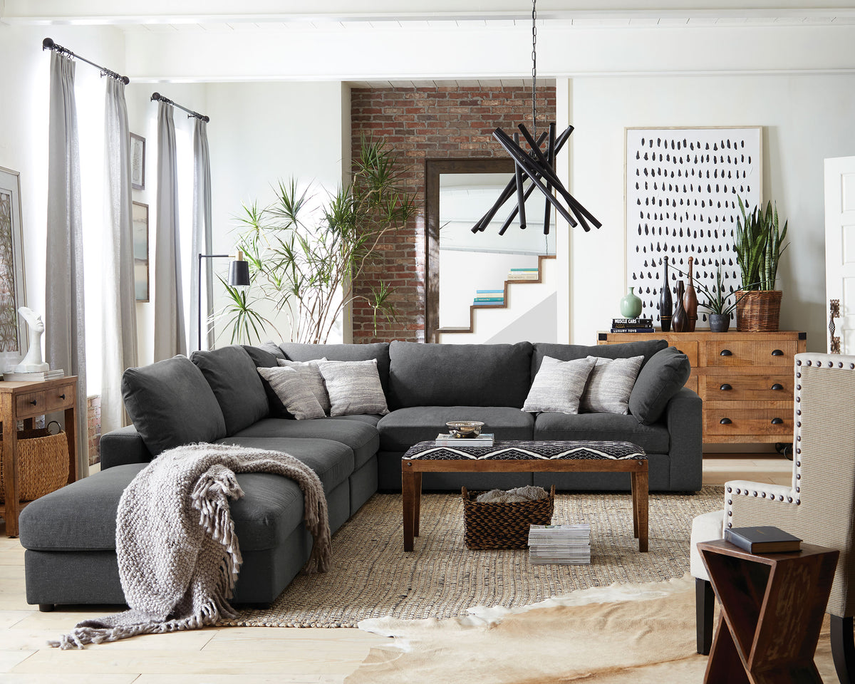 Tampa Furniture Outlet - Coaster - Serene 6-piece Upholstered Modular Sectional Sofa Charcoal - 551324-SET