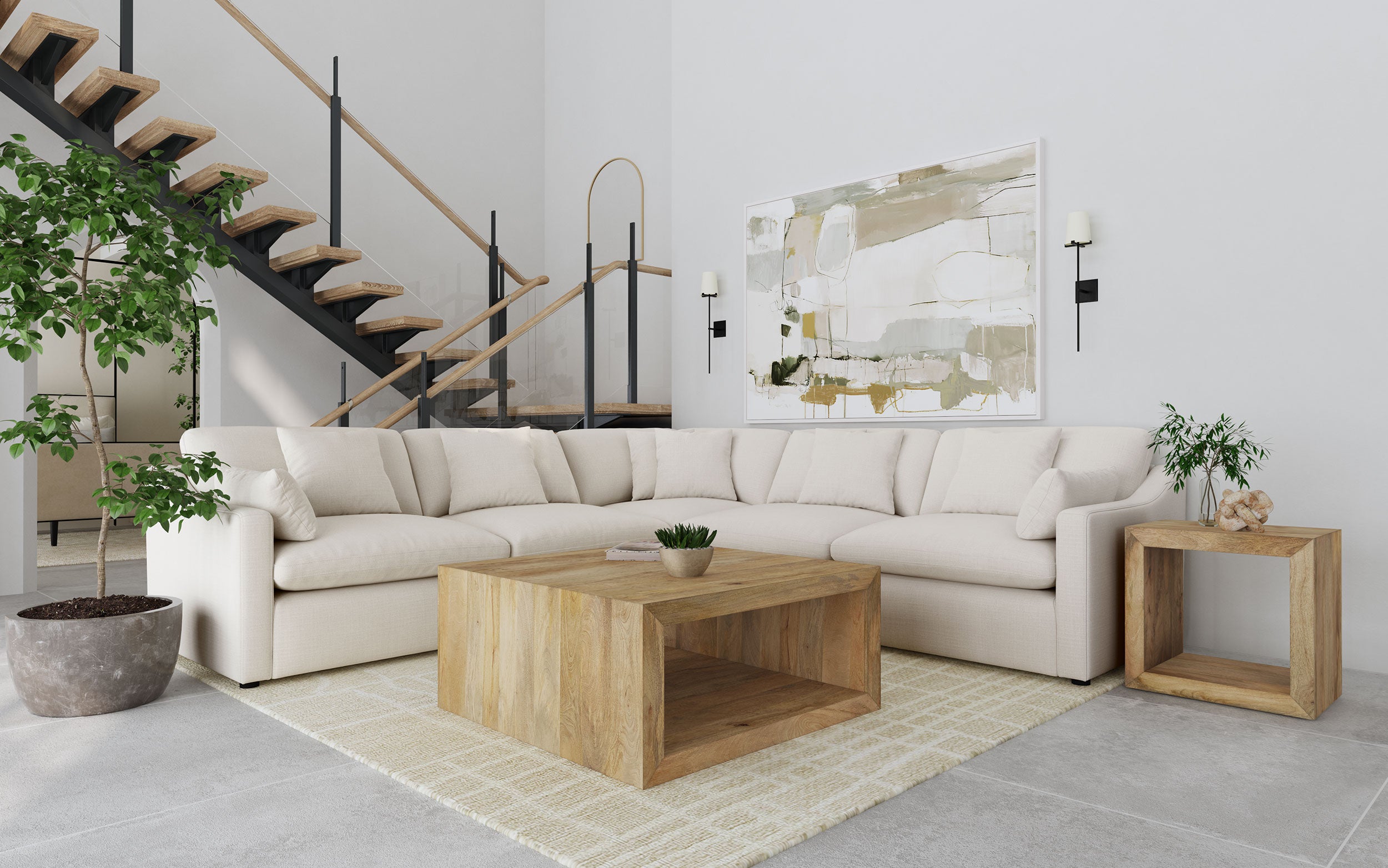 Tampa Furniture Outlet - Coaster - Hobson 5-piece Upholstered Modular Sectional Sofa Ivory - 551451-SETA