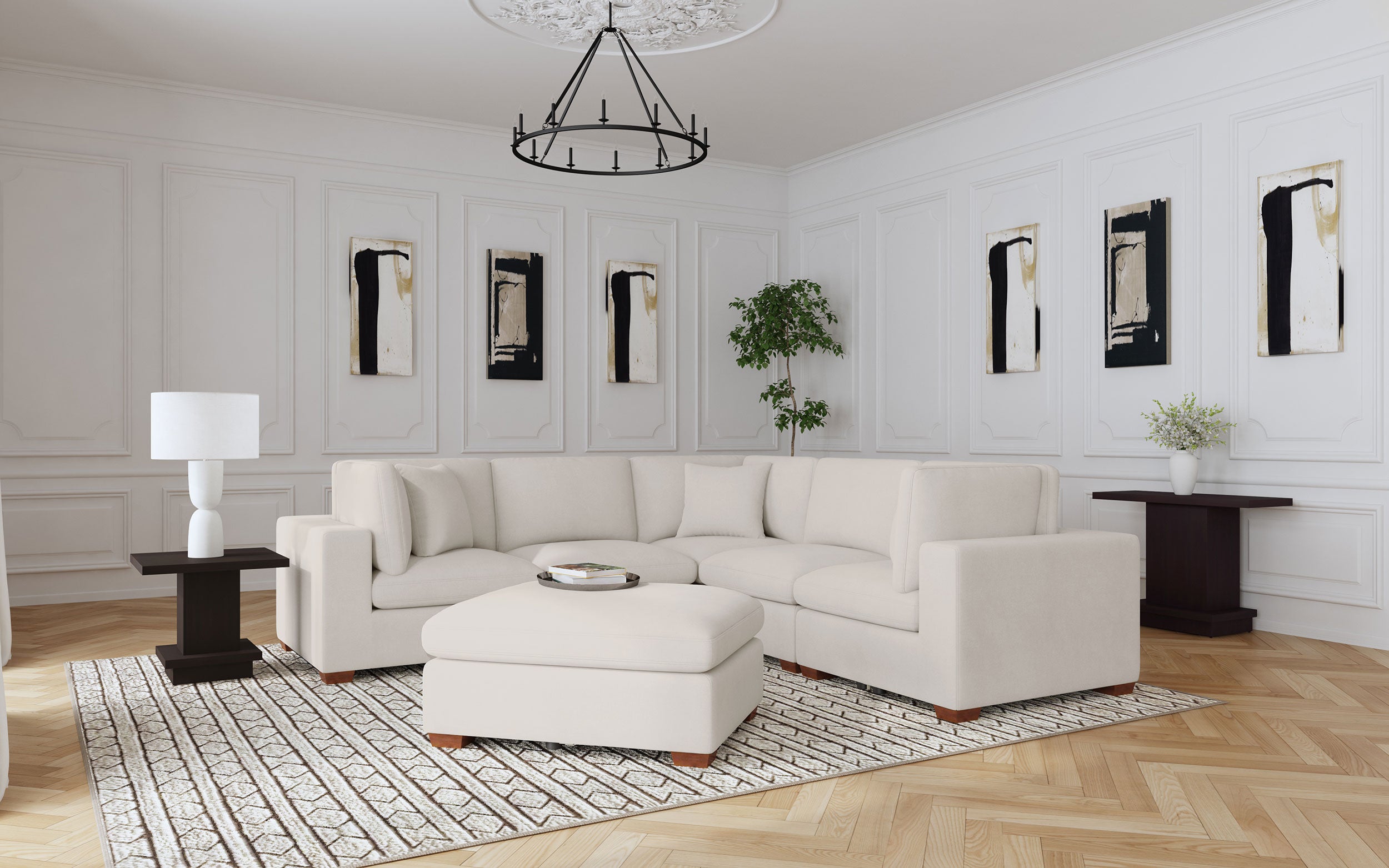 Tampa Furniture Outlet - Coaster - Lakeview 6-piece Upholstered Modular Sectional Sofa Ivory - 551461-SETA
