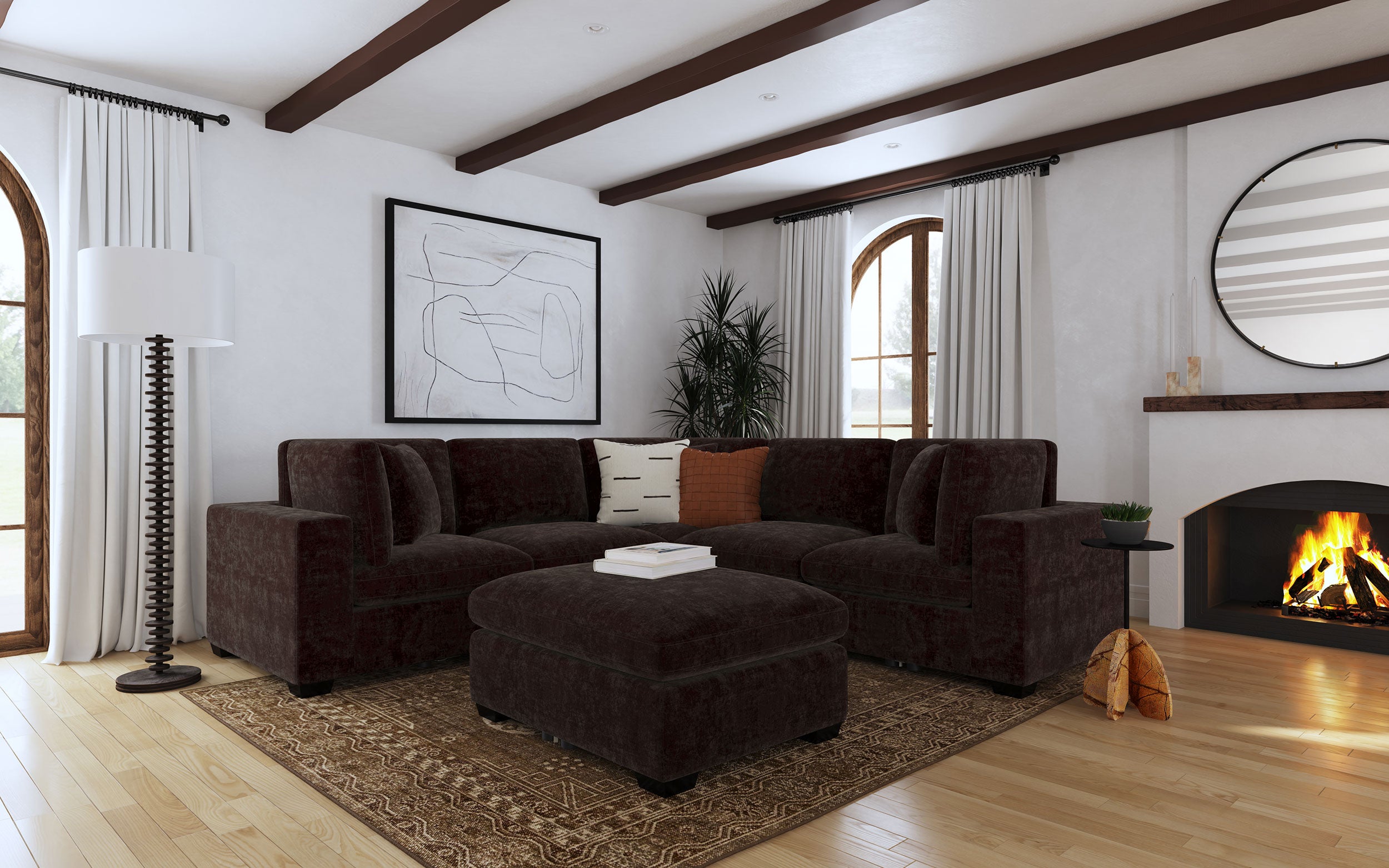 Tampa Furniture Outlet - Coaster - Lakeview 6-piece Upholstered Modular Sectional Chocolate - 551464-SETA