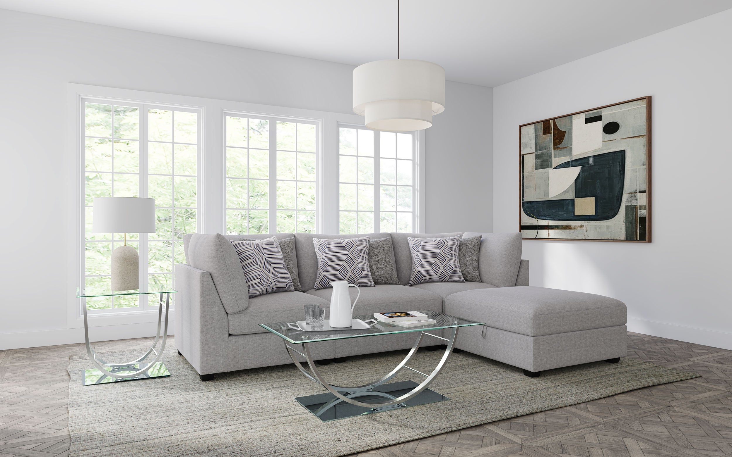 Tampa Furniture Outlet - Coaster - Cambria 4-piece Upholstered Modular Sectional Sofa Grey - 551511-S4A