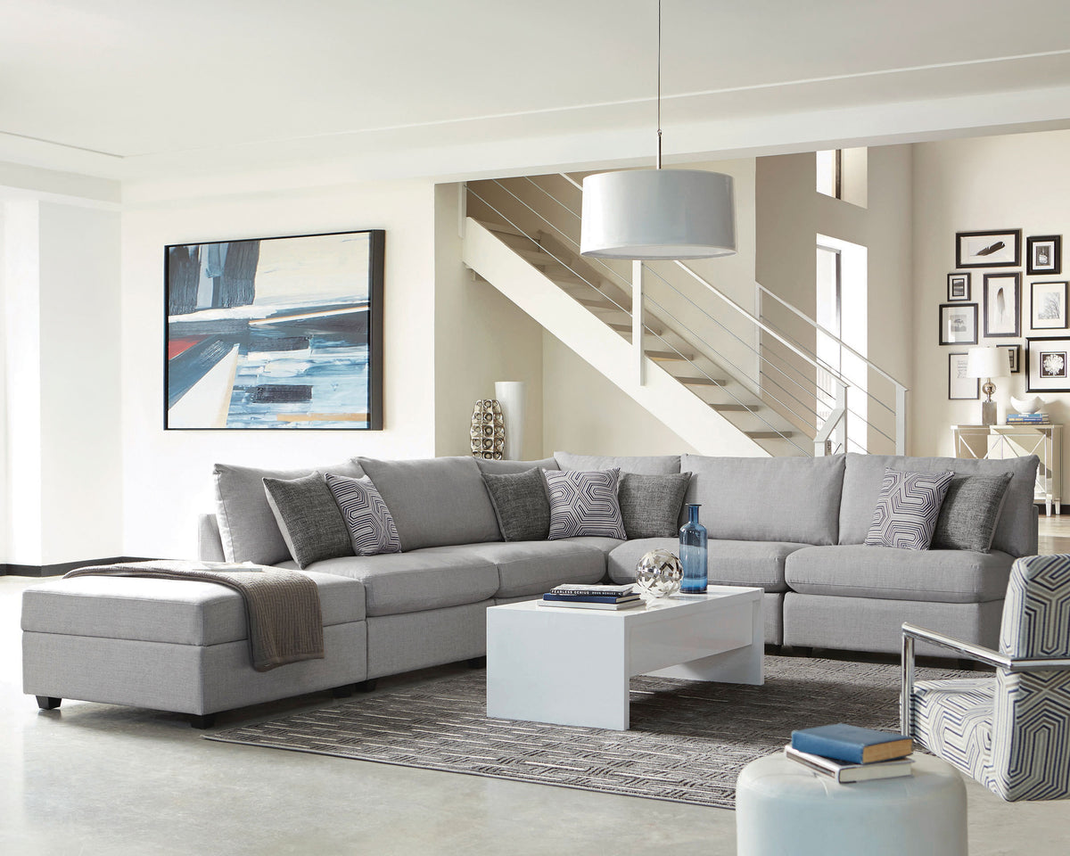 Tampa Furniture Outlet - Coaster - Cambria 6-piece Upholstered Modular Sectional Sofa Grey - 551511-S6A