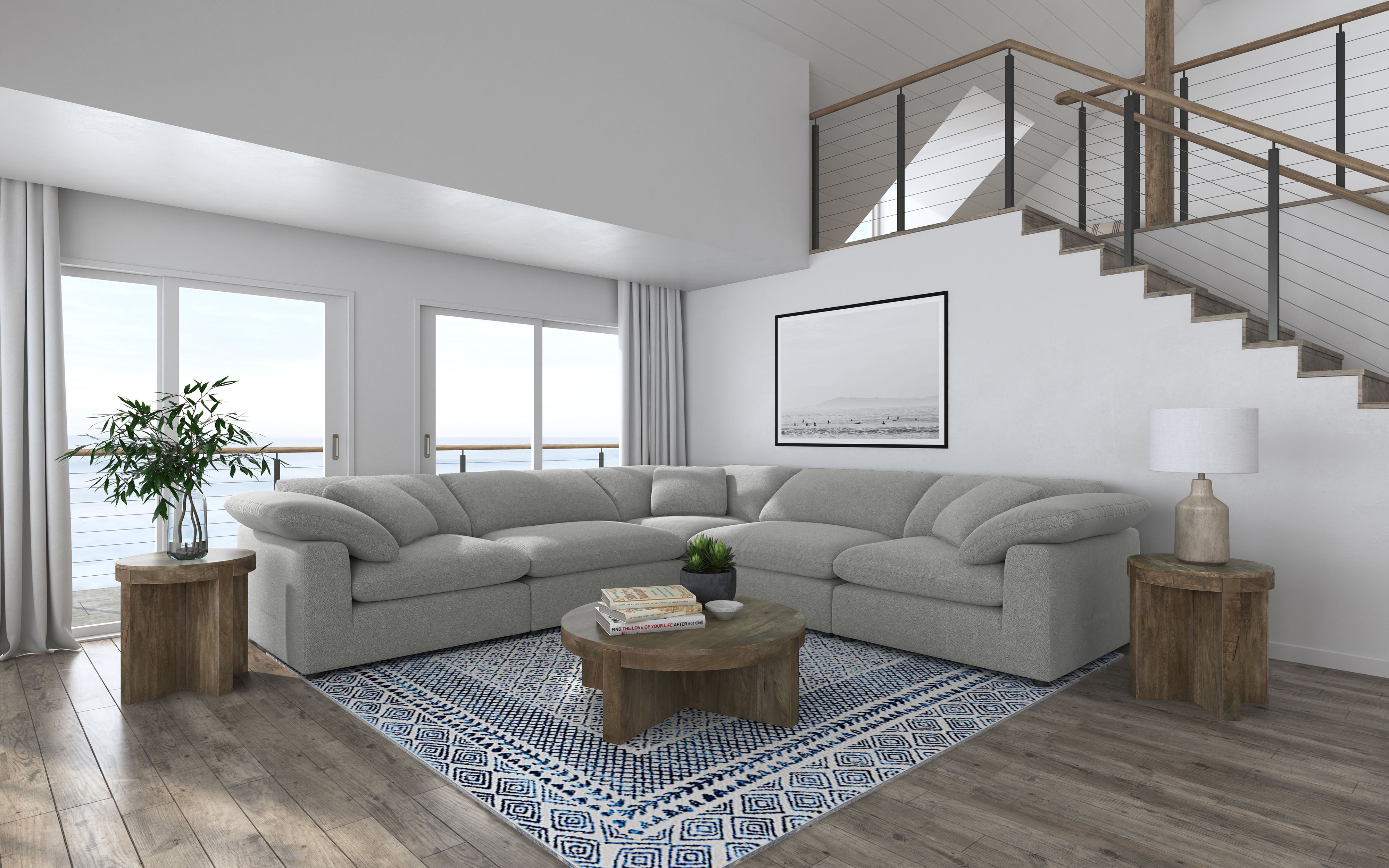 Tampa Furniture Outlet - Coaster - Raleigh 5-piece Boucle Upholstered Modular Sectional Grey - 551754-SETB