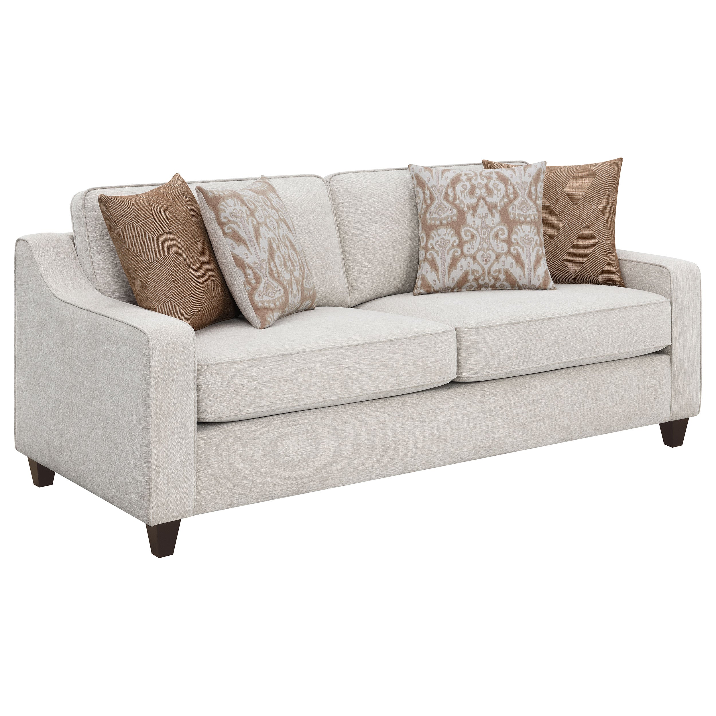 Tampa Furniture Outlet - Coaster - Christine Upholstered Sloped Arm Sofa Beige - 552061