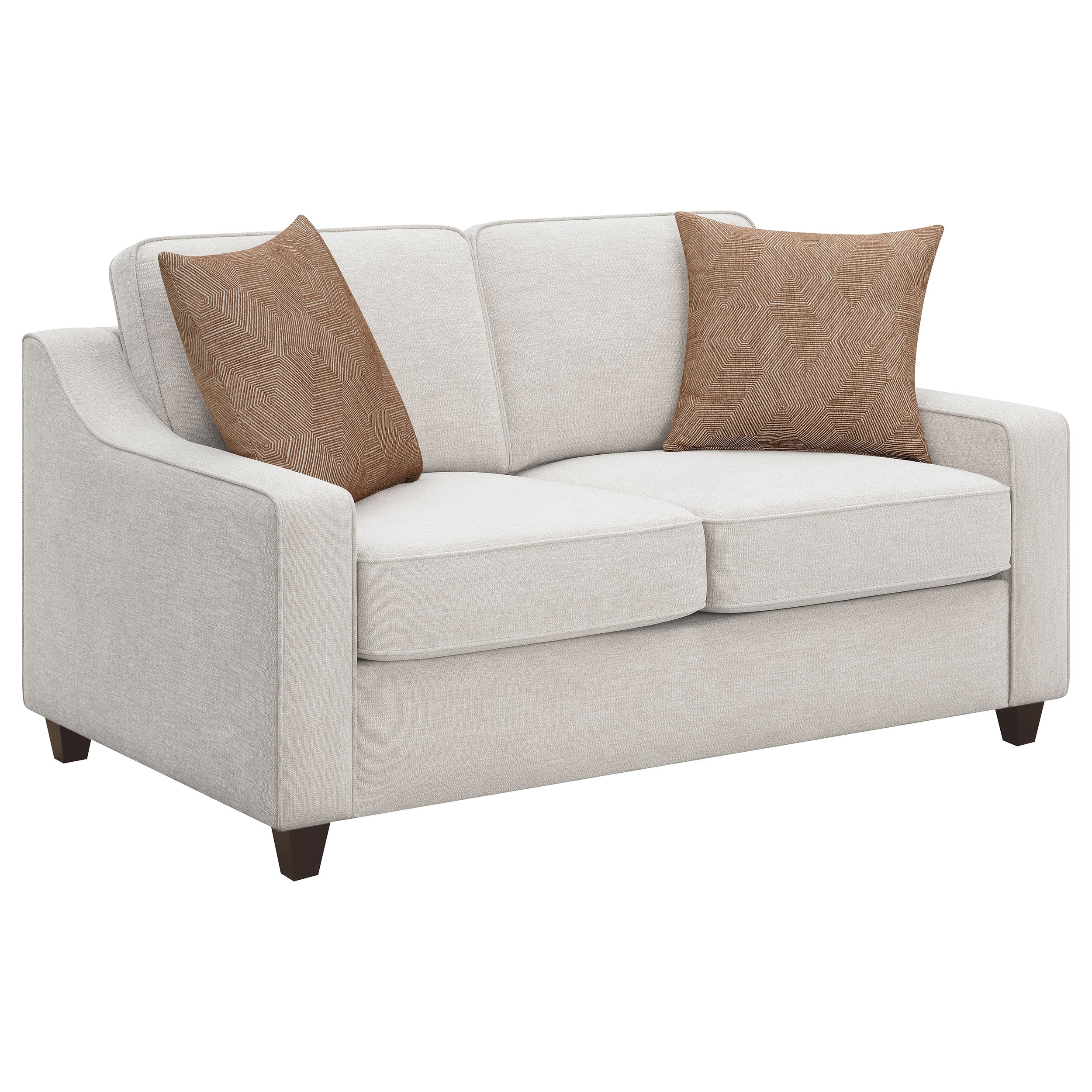 Tampa Furniture Outlet - Coaster - Christine Upholstered Sloped Arm Loveseat Beige - 552062