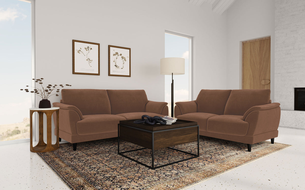 Tampa Furniture Outlet - Coaster - Selma 2-piece Velvet Upholstered Crescent Arm Sofa Set Rust - 552101-S2