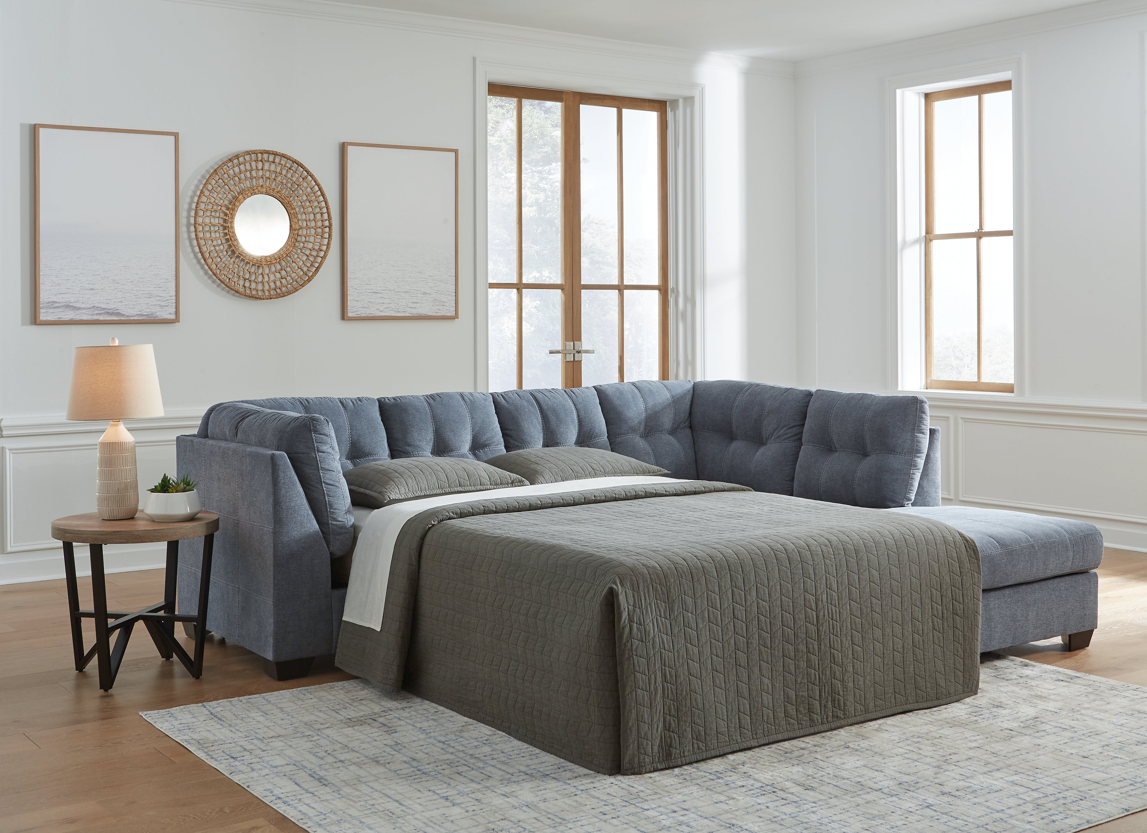 Tampa Furniture Outlet Lutz - Ashley Furniture - Marleton Sectional - 2-Piece Sleeper Sectional with Chaise / Denim - 55303S4