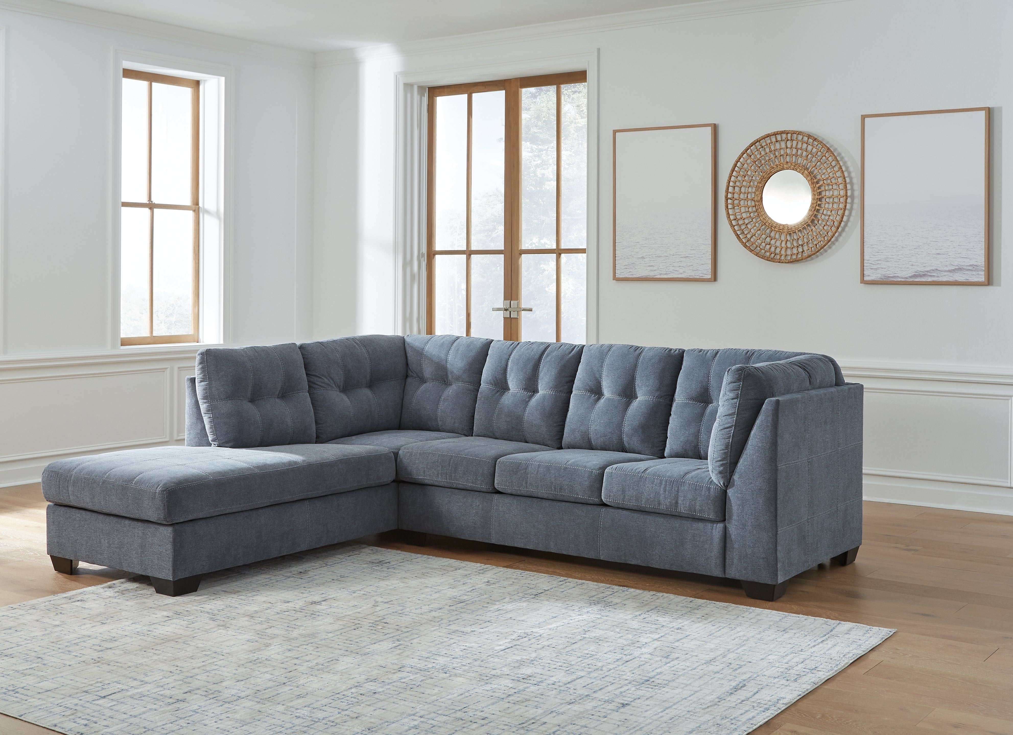 Tampa Furniture Outlet Lutz - Ashley Furniture - Marleton Sectional - RAF 2-Piece Sectional with Chaise / Denim - 55303S1
