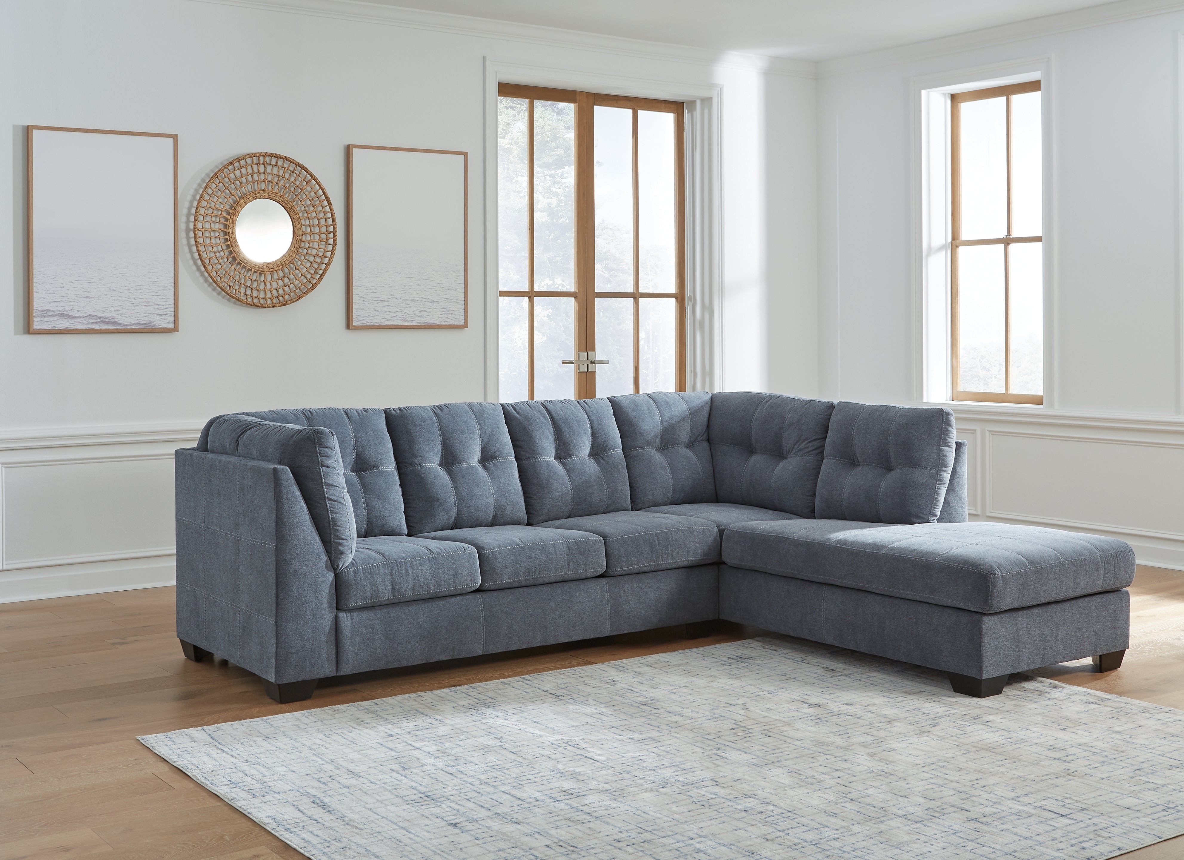 Tampa Furniture Outlet Lutz - Ashley Furniture - Marleton Sectional - LAF 2-Piece Sectional with Chaise / Denim - 55303S2