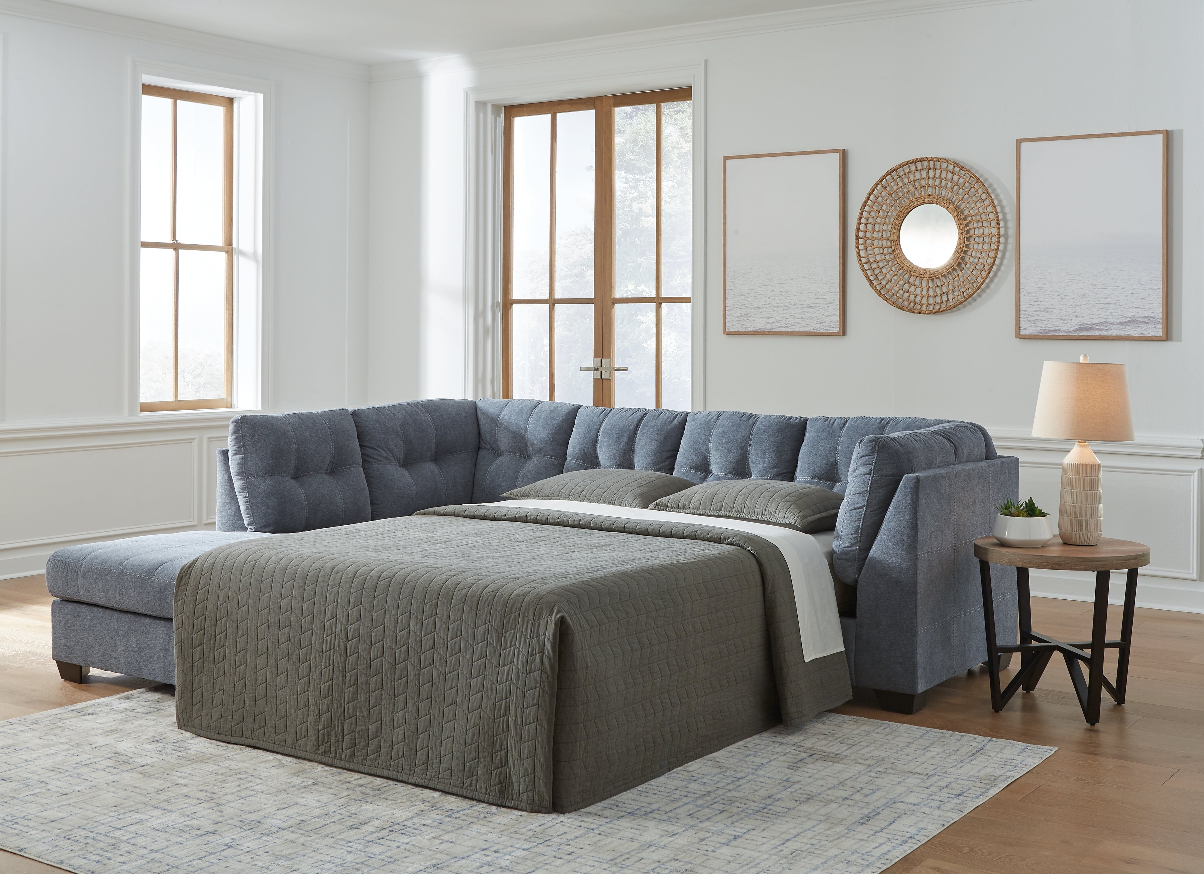 Tampa Furniture Outlet Lutz - Ashley Furniture - Marleton Sectional - RAF 2-Piece Sleeper Sectional with Chaise / Denim - 55303S3