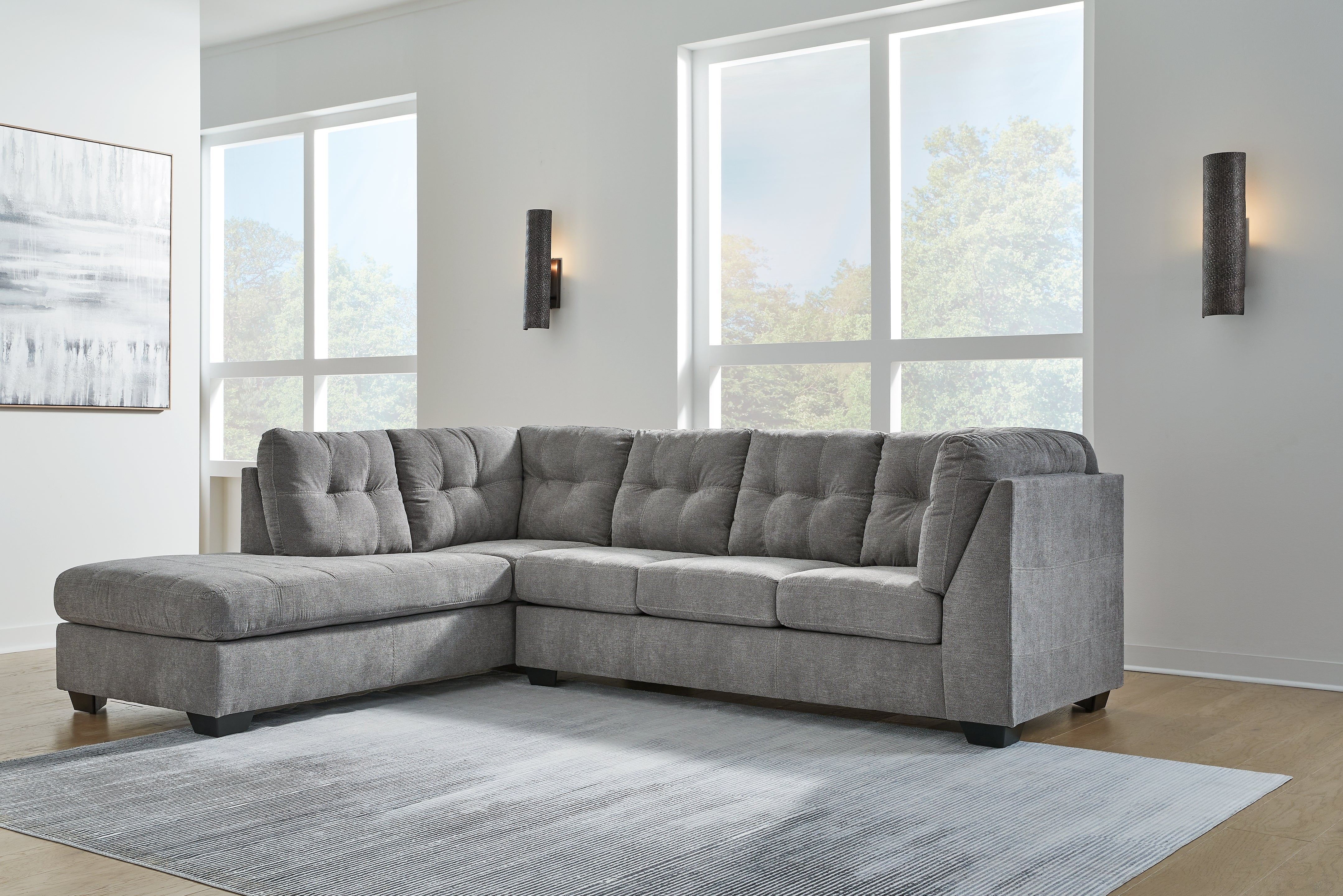Tampa Furniture Outlet Lutz - Ashley Furniture - Marleton Sectional - RAF 2-Piece Sectional with Chaise / Gray - 55305S1